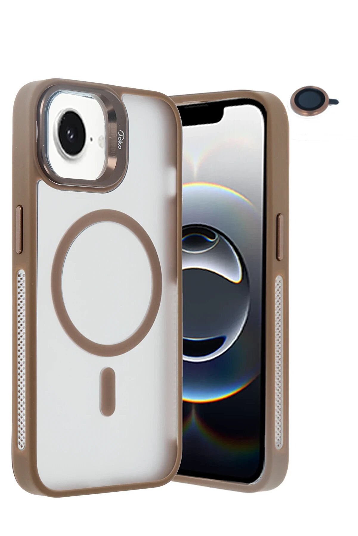 CepteToptan iPhone 16E Flet Lens Magsafe Kapak - Gold - DROPX6770-8291