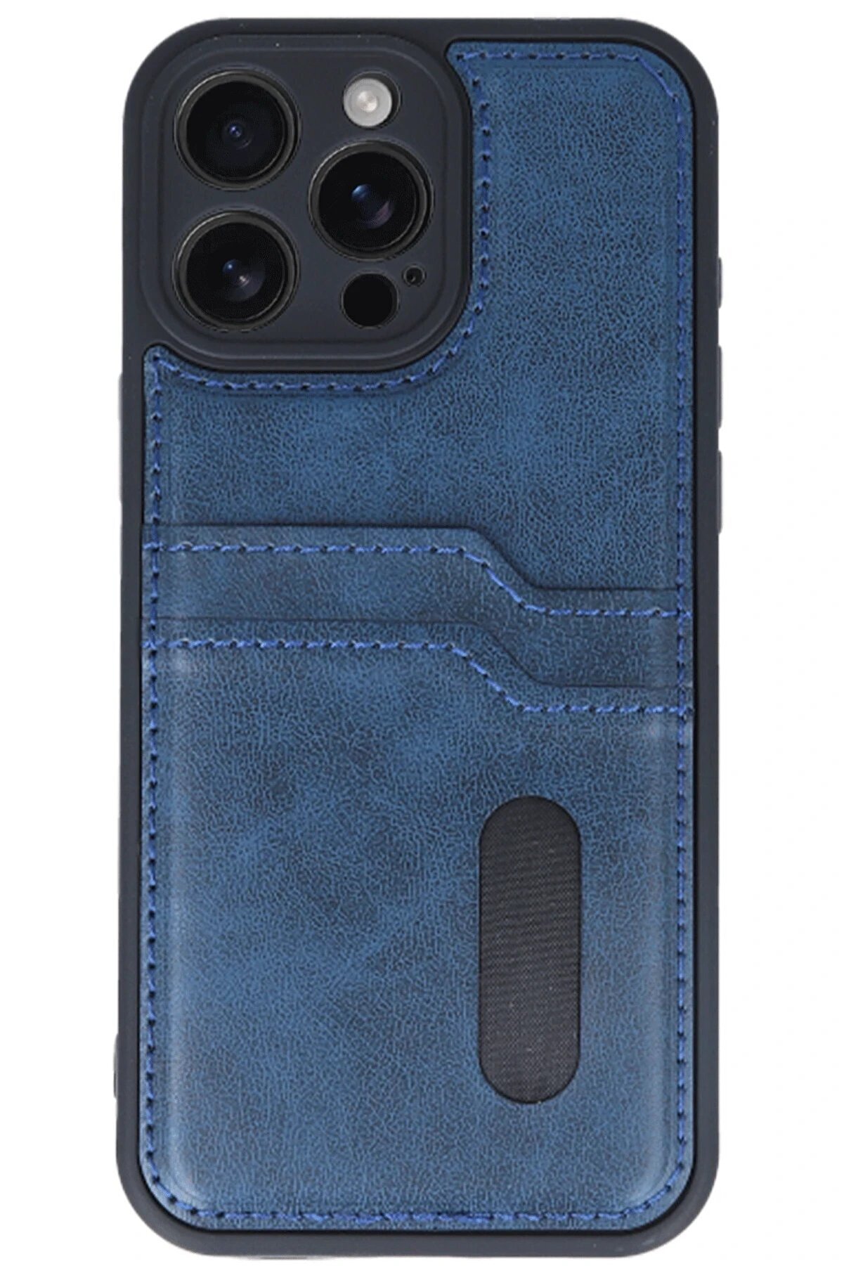 İphone 16 Pro Kılıf Sara Kartvi̇zi̇tli̇ Deri̇ Kılıf - Laci̇vert - Dropx9140-2806