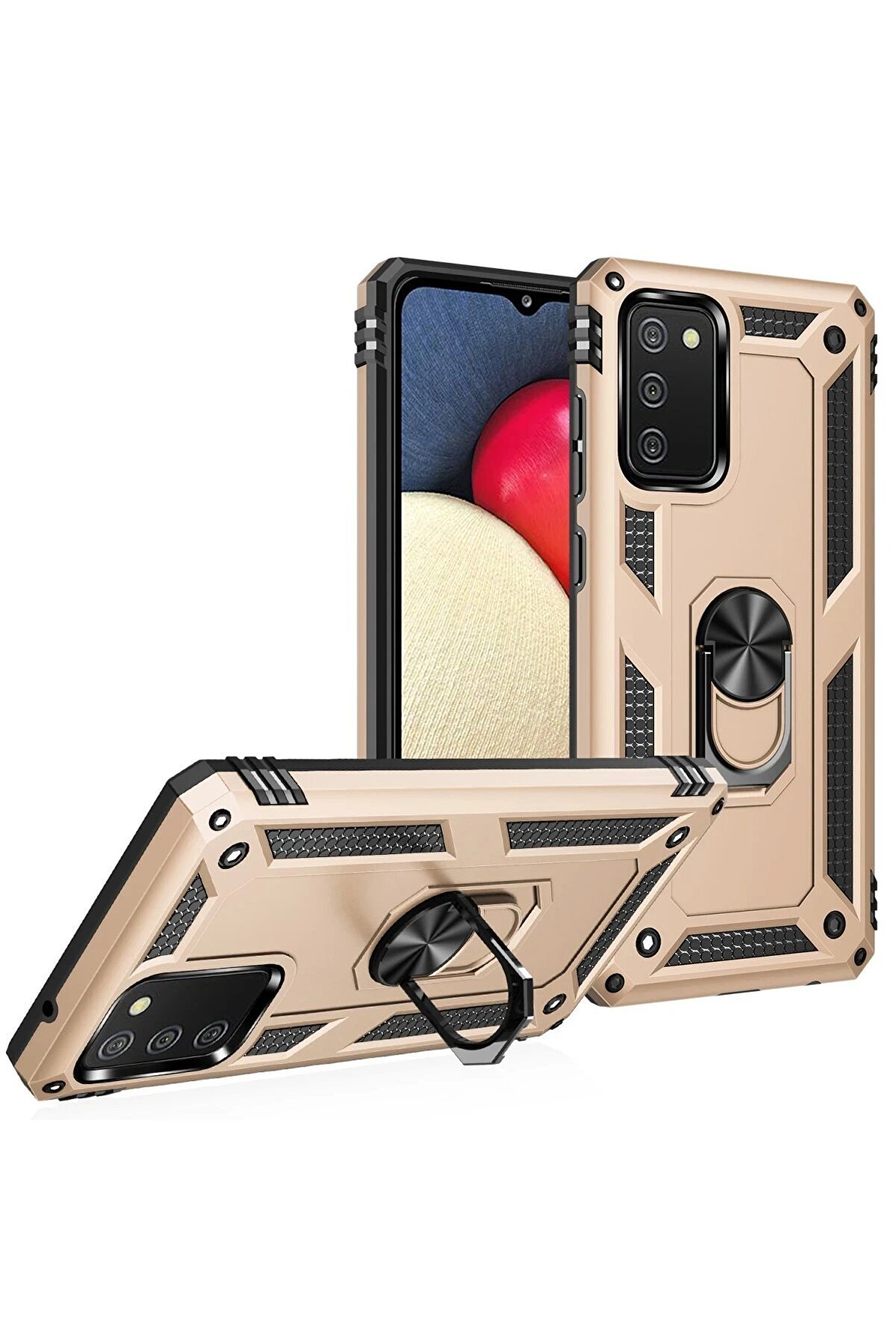 Samsung Galaxy A03S Kılıf Sofya Y&uuml;z&uuml;kl&uuml; Si̇li̇kon Kapak - Gold - Dropx3391-3399