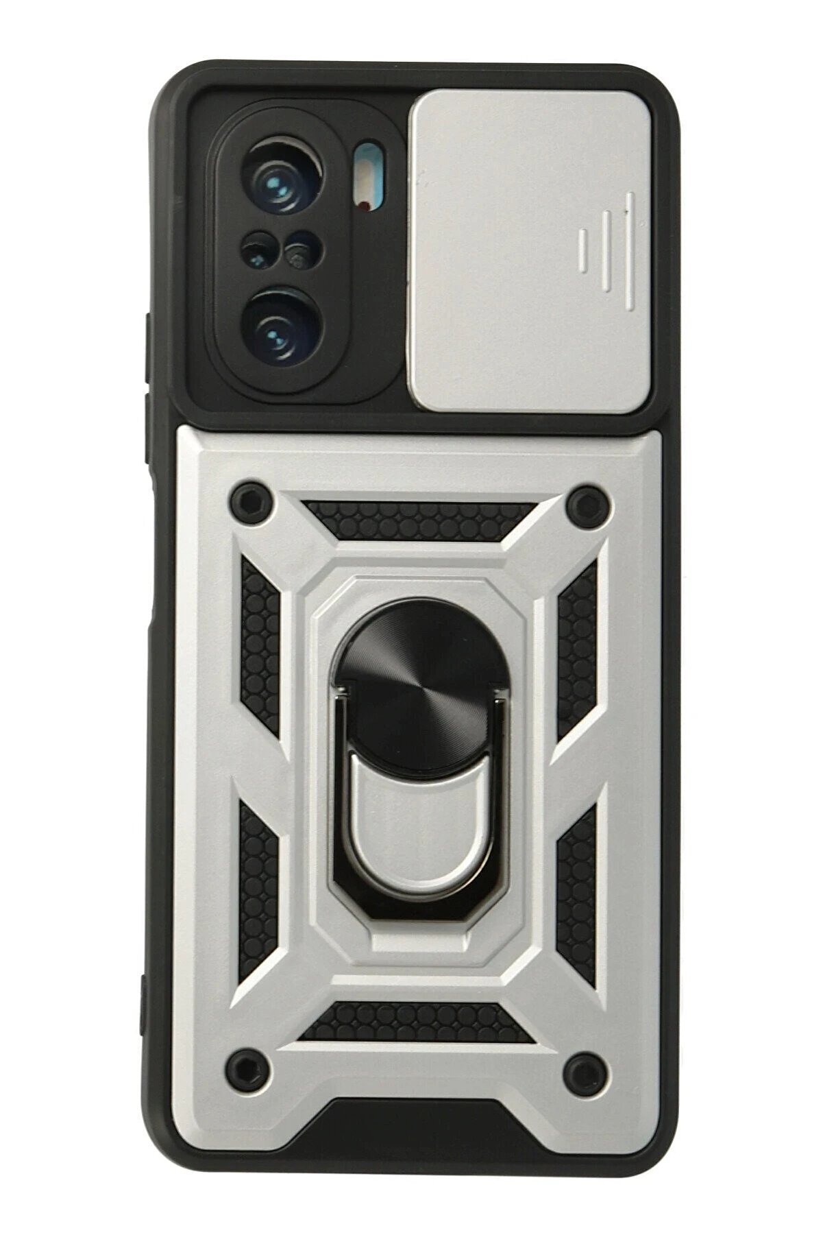 CepteToptan Xiaomi Poco F3 Kılıf Pars Lens Y&uuml;z&uuml;kl&uuml; Silikon - G&uuml;m&uuml;ş - DROPX6203-1015