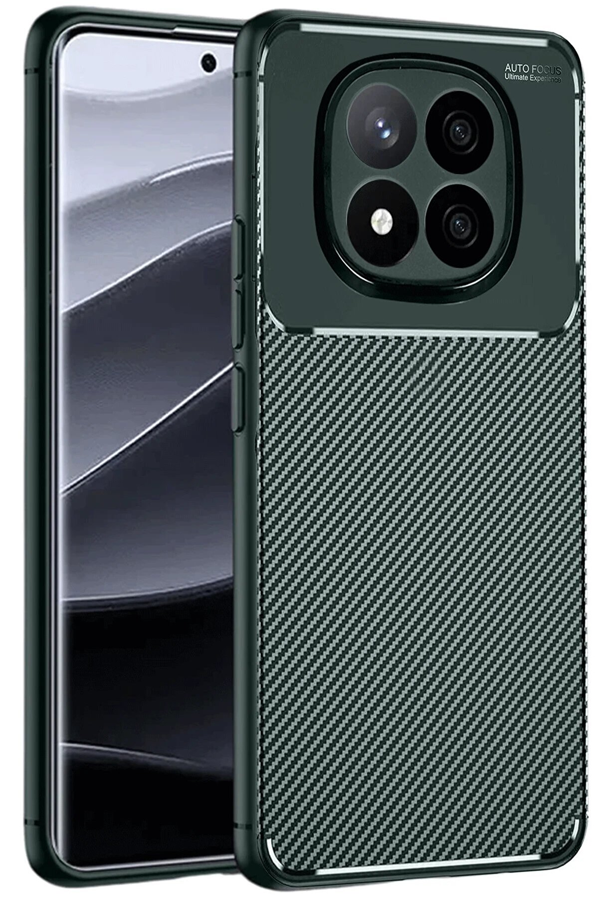 CepteToptan Xiaomi Redmi Note 14 Pro 5G Kılıf Auto Focus Karbon Kapak - Koyu Yeşil - DROPX5219-6028