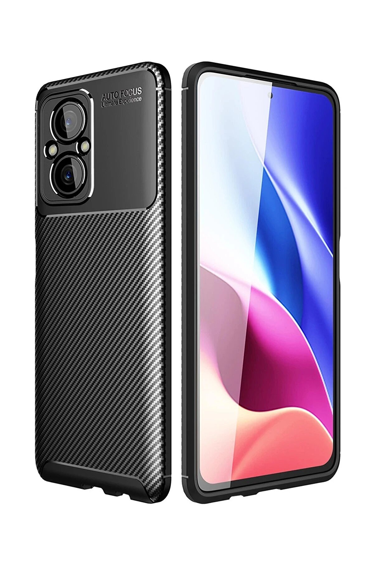 CepteToptan Xiaomi Poco M5 Kılıf Auto Focus Karbon Kapak - Siyah - DROPX8635-6237