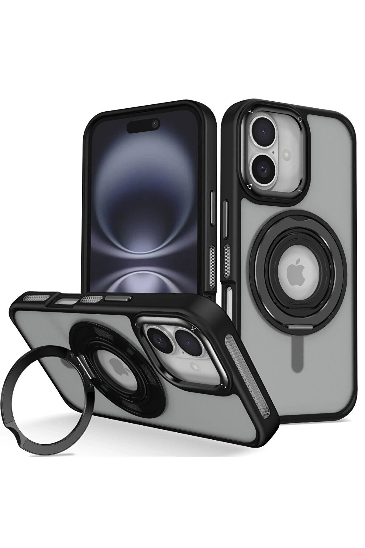 CepteToptan iPhone 16 Banza Magsafe Standlı Kapak - Siyah - DROPX5188-8103