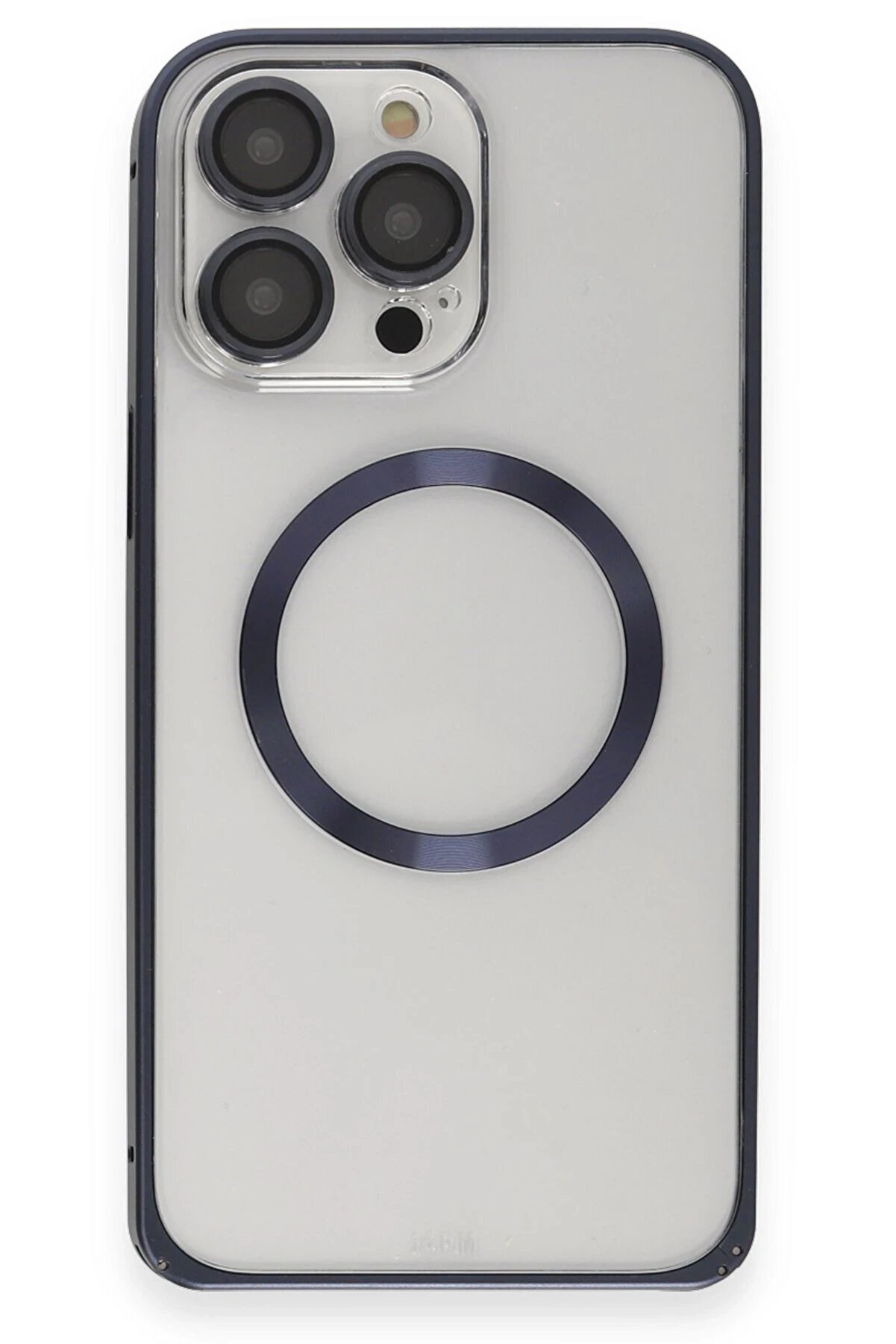 İphone 15 Pro Max Kılıf Metal Bumper Magneti̇csafe Kapak - Laci̇vert - Dropx3554-1860