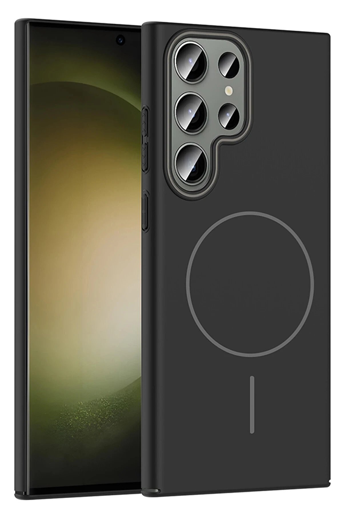 CepteToptan Samsung Galaxy S23 Ultra Broş Magsafe Kapak - Siyah - DROPX8700-3474