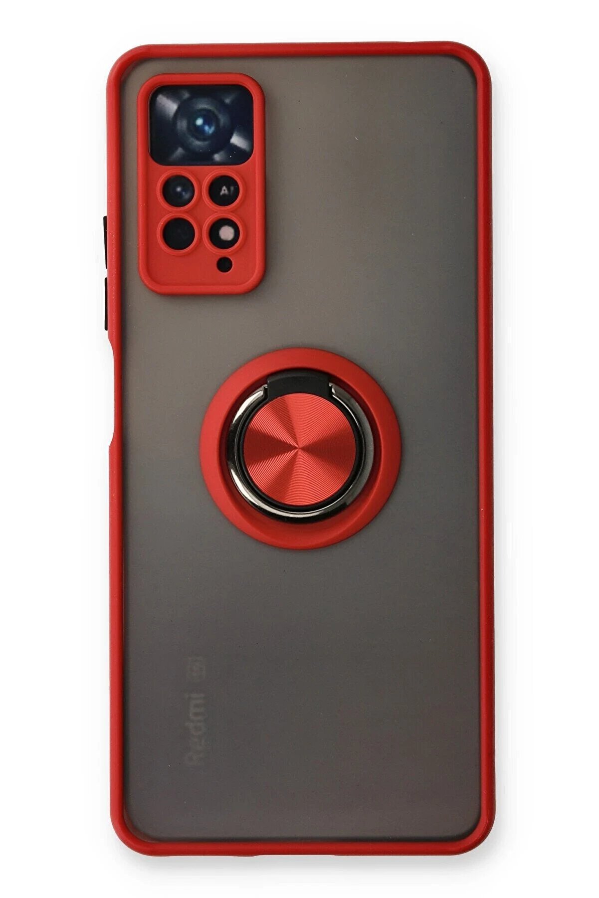 CepteToptan Xiaomi Redmi Note 11 Pro Kılıf Montreal Yüzüklü Silikon Kapak - Kırmızı - DROPX6747-2546