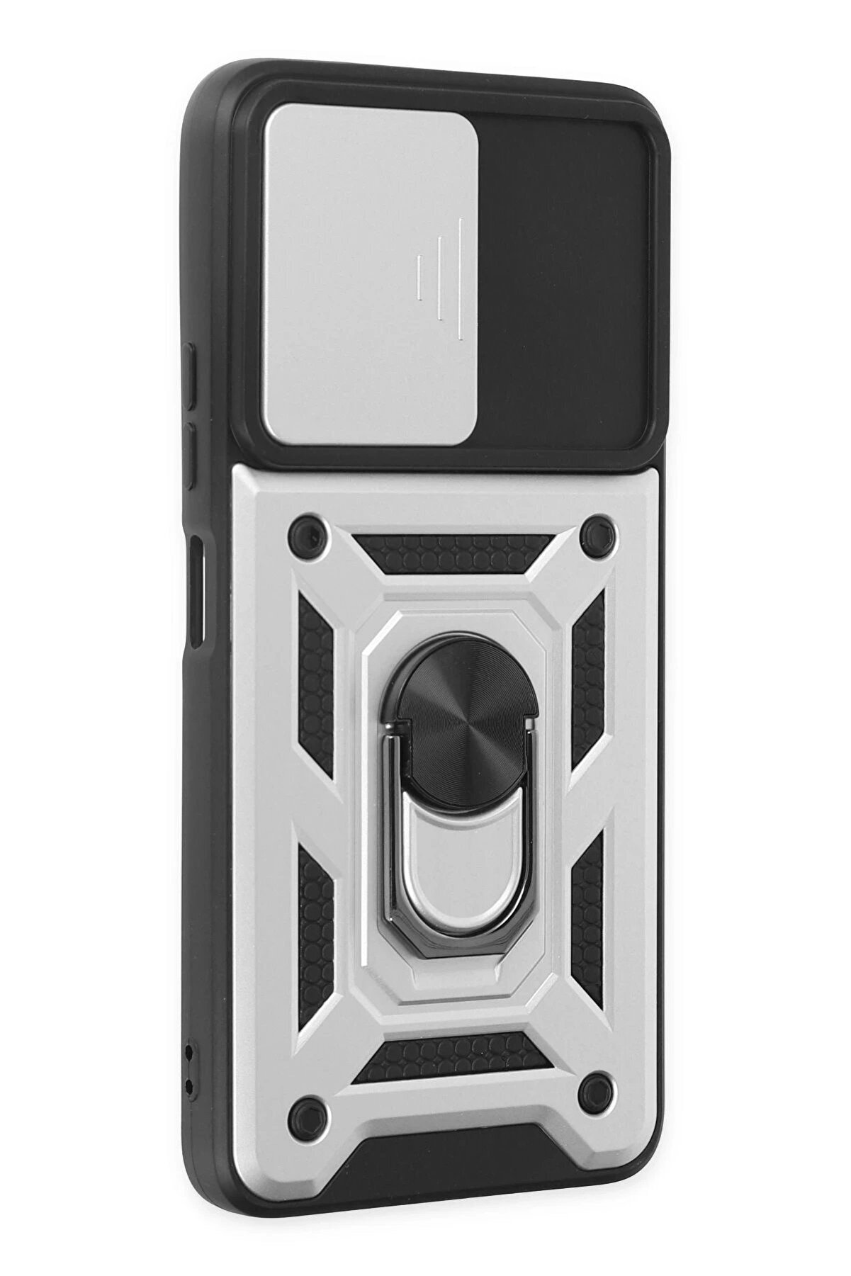 Xi̇aomi̇ Poco X3 Gt Kılıf Pars Lens Yüzüklü Si̇li̇kon - Gümüş - Dropx4749-3921