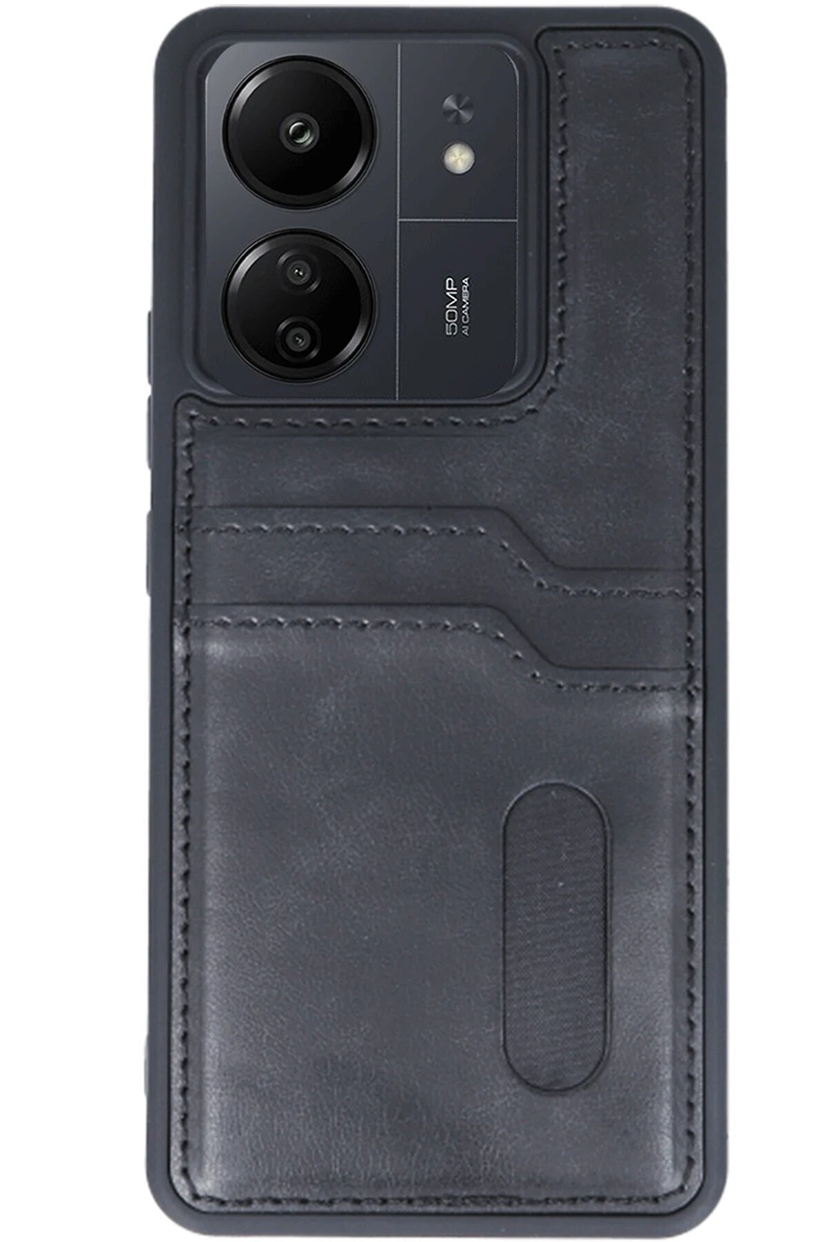 Xi̇aomi̇ Redmi̇ 13C Kılıf Sara Kartvi̇zi̇tli̇ Deri̇ Kılıf - Si̇yah - Dropx3501-6991