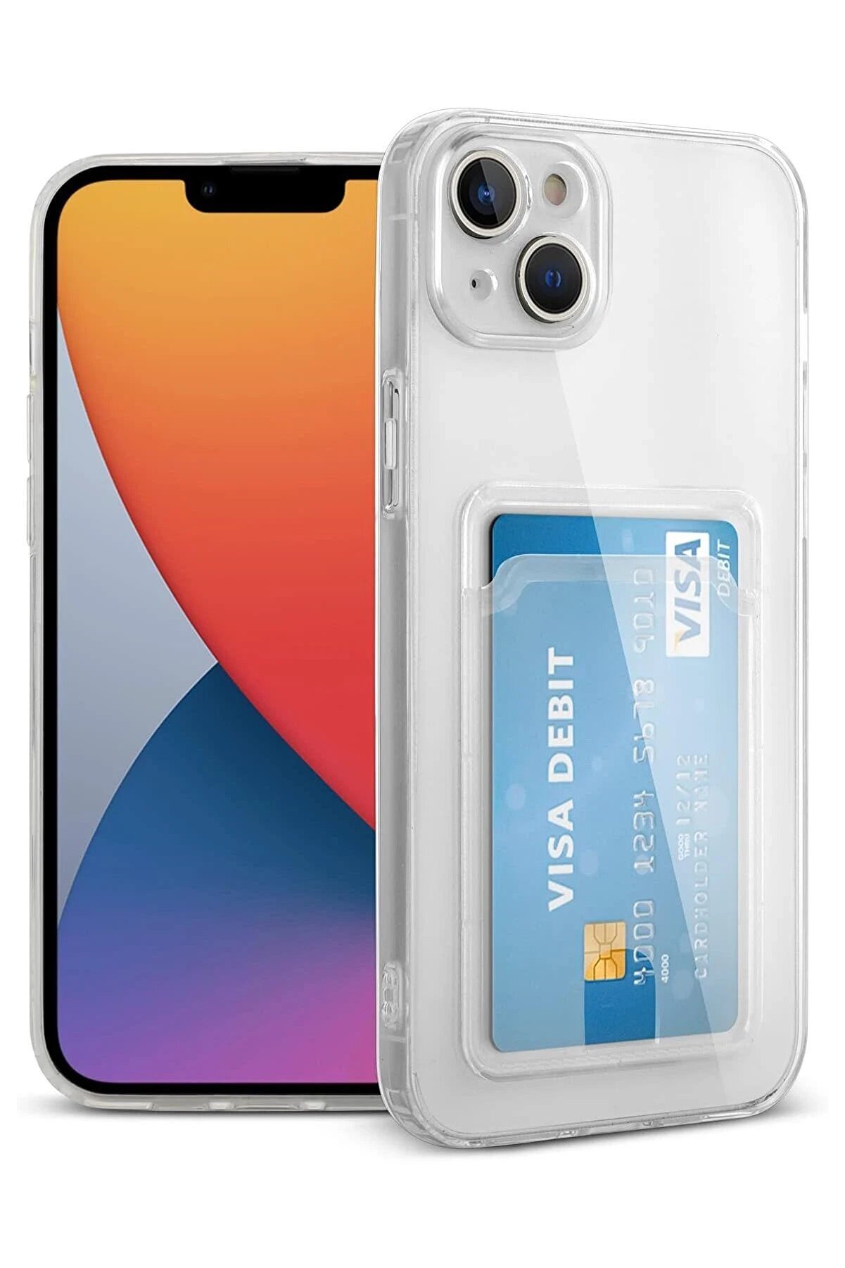 CepteToptan iPhone 14 Kılıf Kart Şeffaf Silikon - Şeffaf - DROPX6325-3704