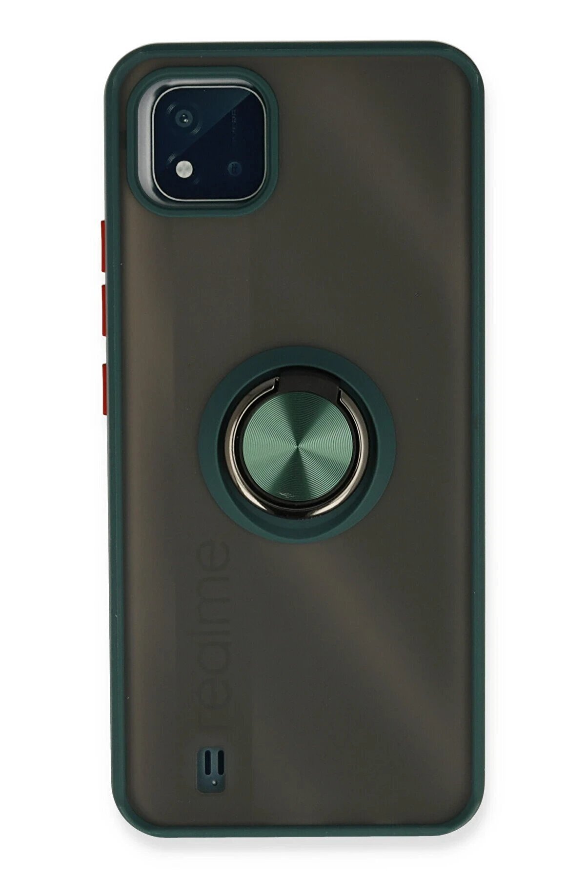CepteToptan Realme C11 2021 Kılıf Montreal Yüzüklü Silikon Kapak - Yeşil - DROPX5574-7807