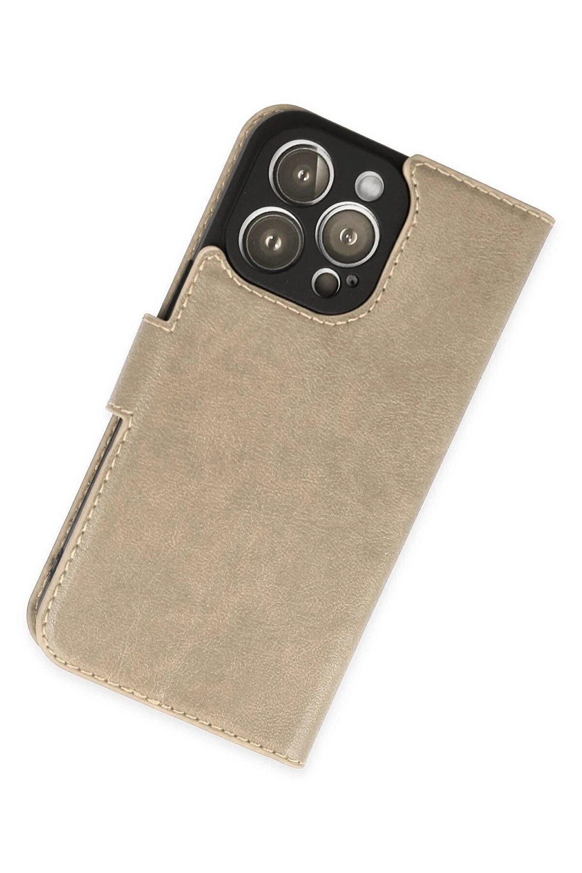 İphone 14 Pro Max Kılıf Trend S Plus Kapaklı Kılıf - Gold - Dropx3089-4345