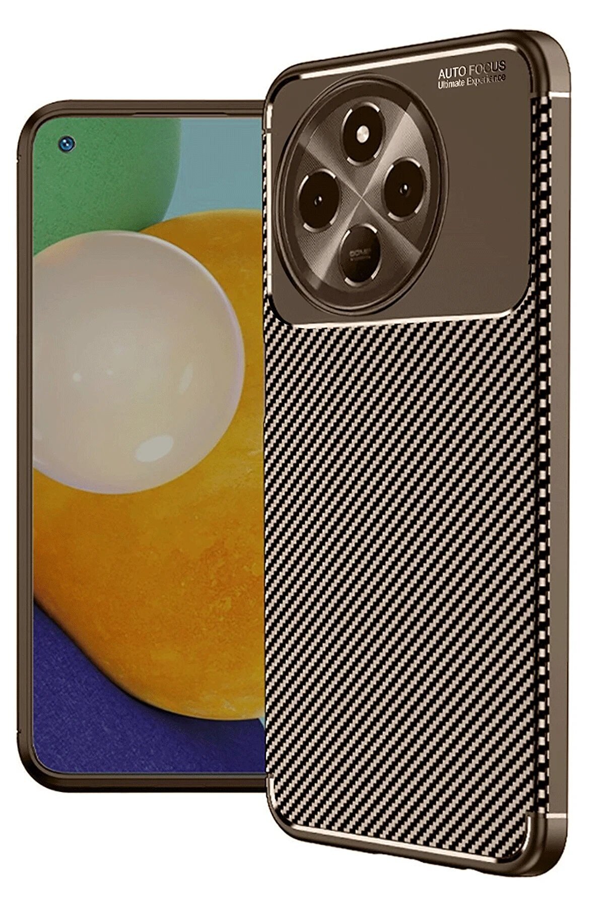 CepteToptan Tecno Spark 30 Pro Kılıf Auto Focus Karbon Kapak - Kahverengi - DROPX5829-5075