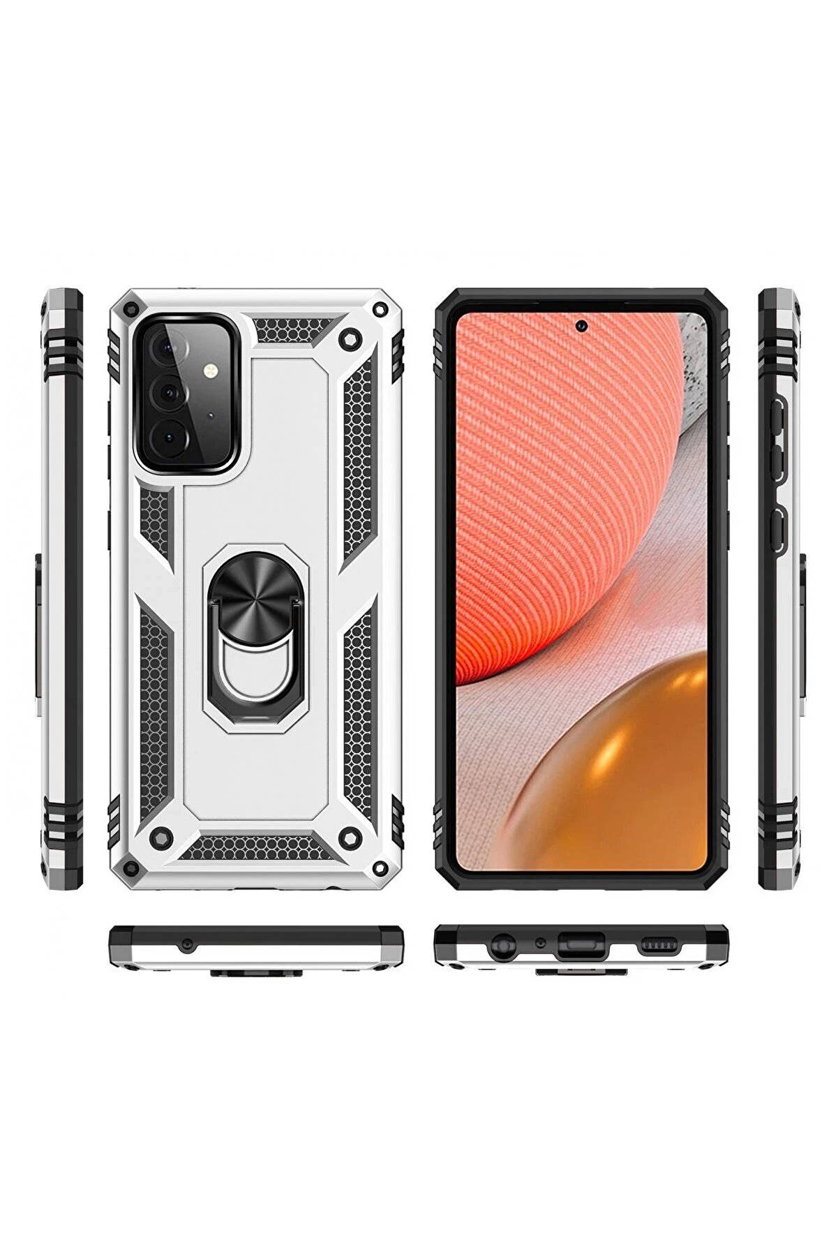 Samsung Galaxy A72 Kılıf Sofya Y&uuml;z&uuml;kl&uuml; Si̇li̇kon Kapak - G&uuml;m&uuml;ş - Dropx2156-6399