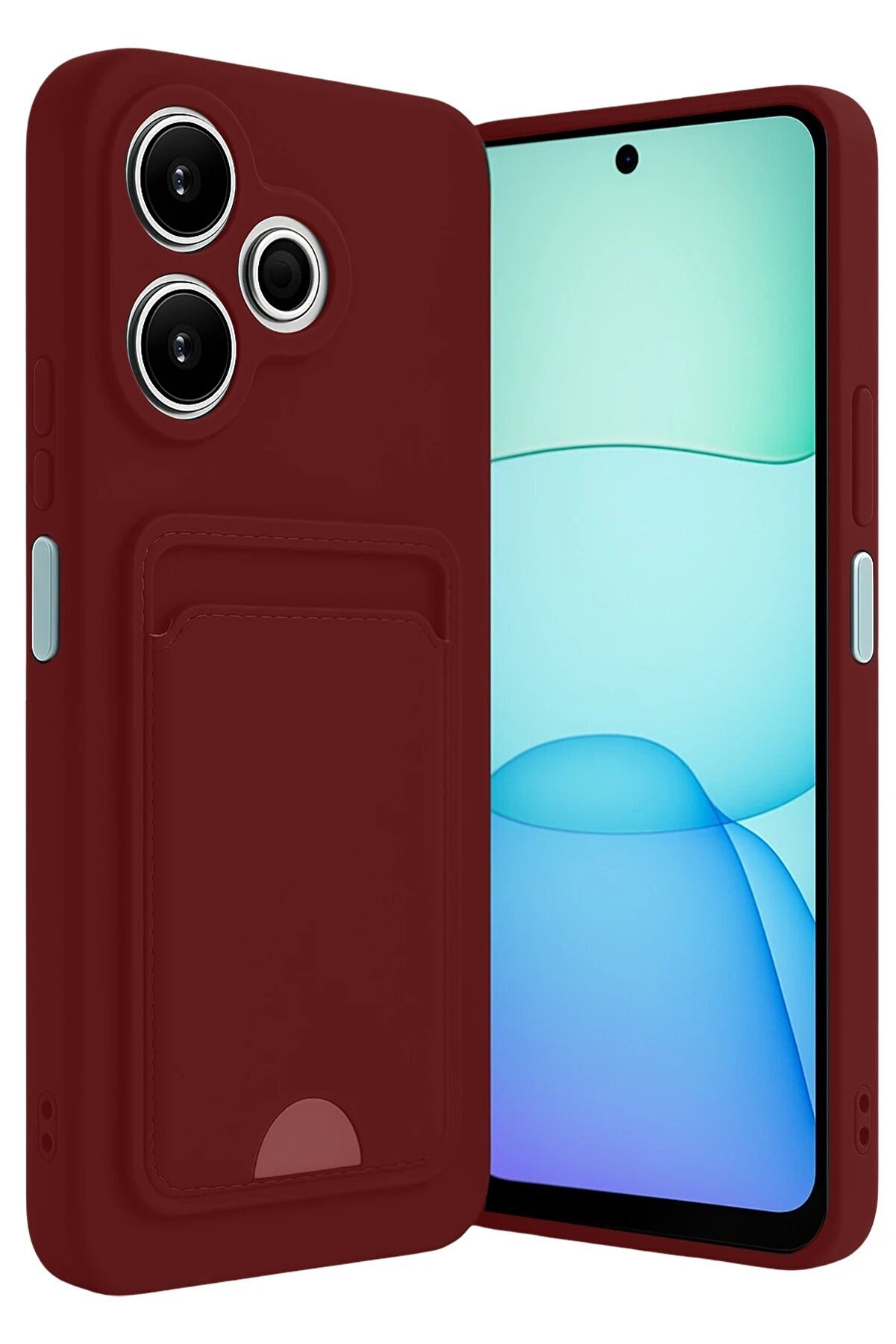Xi̇aomi̇ Redmi̇ 13 4G Kılıf Kelvi̇n Kartvi̇zi̇tli̇ Si̇li̇kon - Bordo - Dropx9667-2919