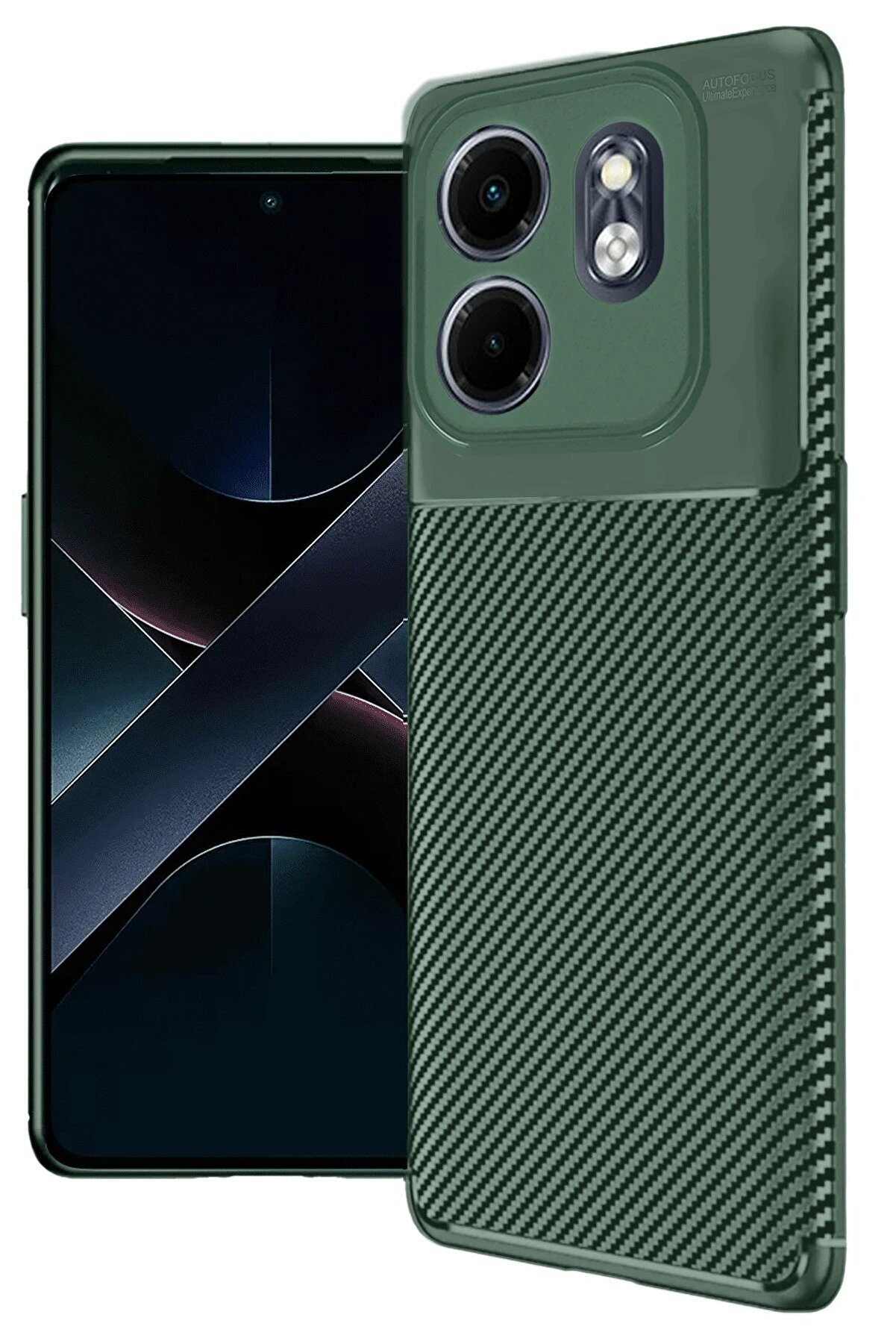 İnfi̇ni̇x Smart 9 Kılıf Auto Focus Karbon Kapak - Koyu Yeşi̇l - Dropx5982-4903