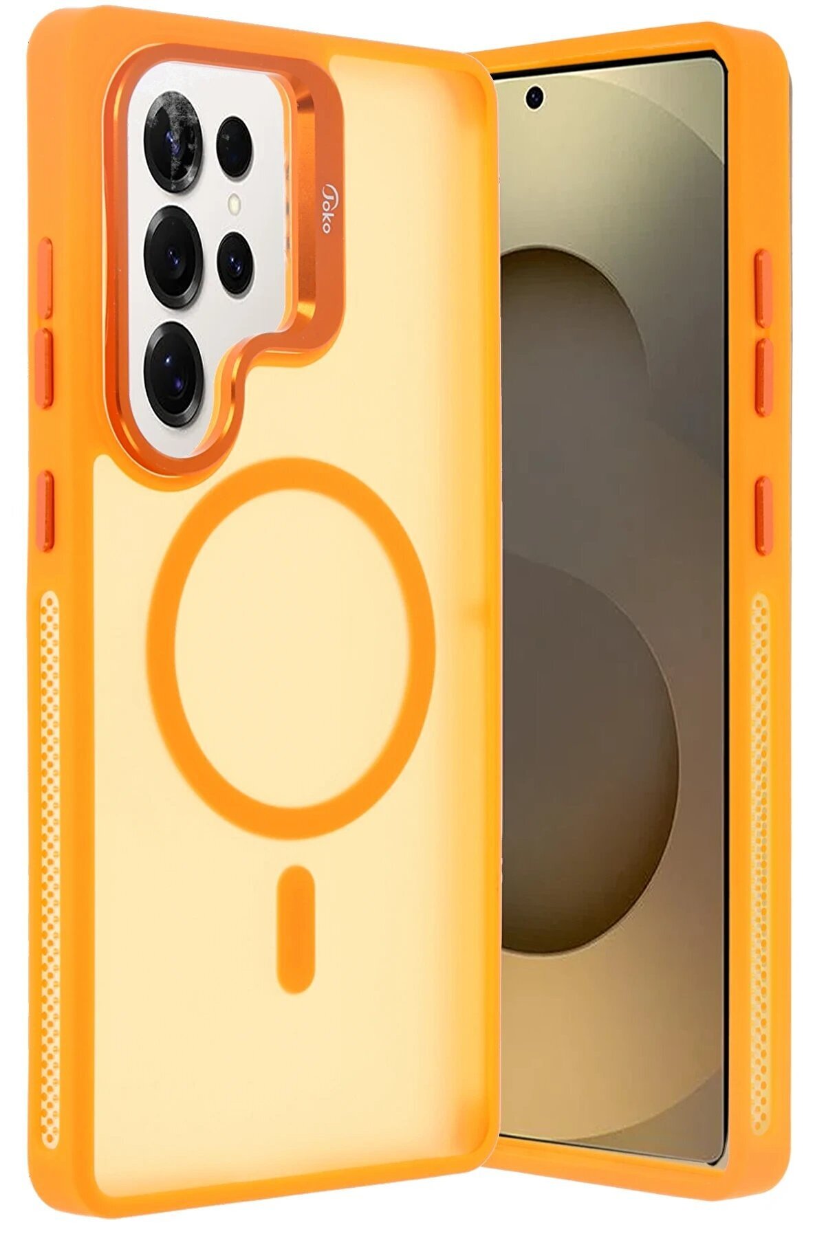 CepteToptan Samsung Galaxy S25 Ultra Flet Lens Magsafe Kapak - Turuncu - DROPX7627-1690