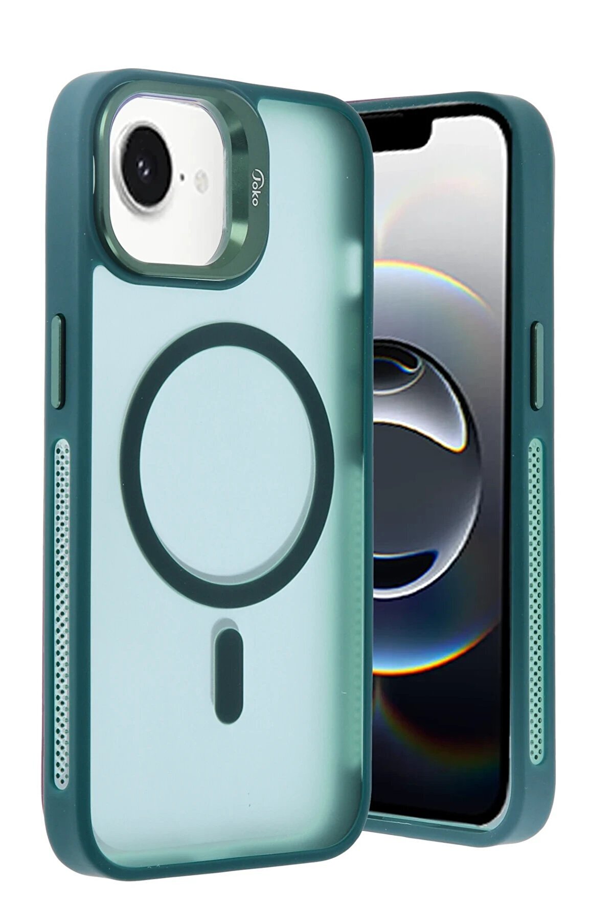 CepteToptan iPhone 16E Flet Lens Magsafe Kapak - Koyu Yeşil - DROPX9031-2292