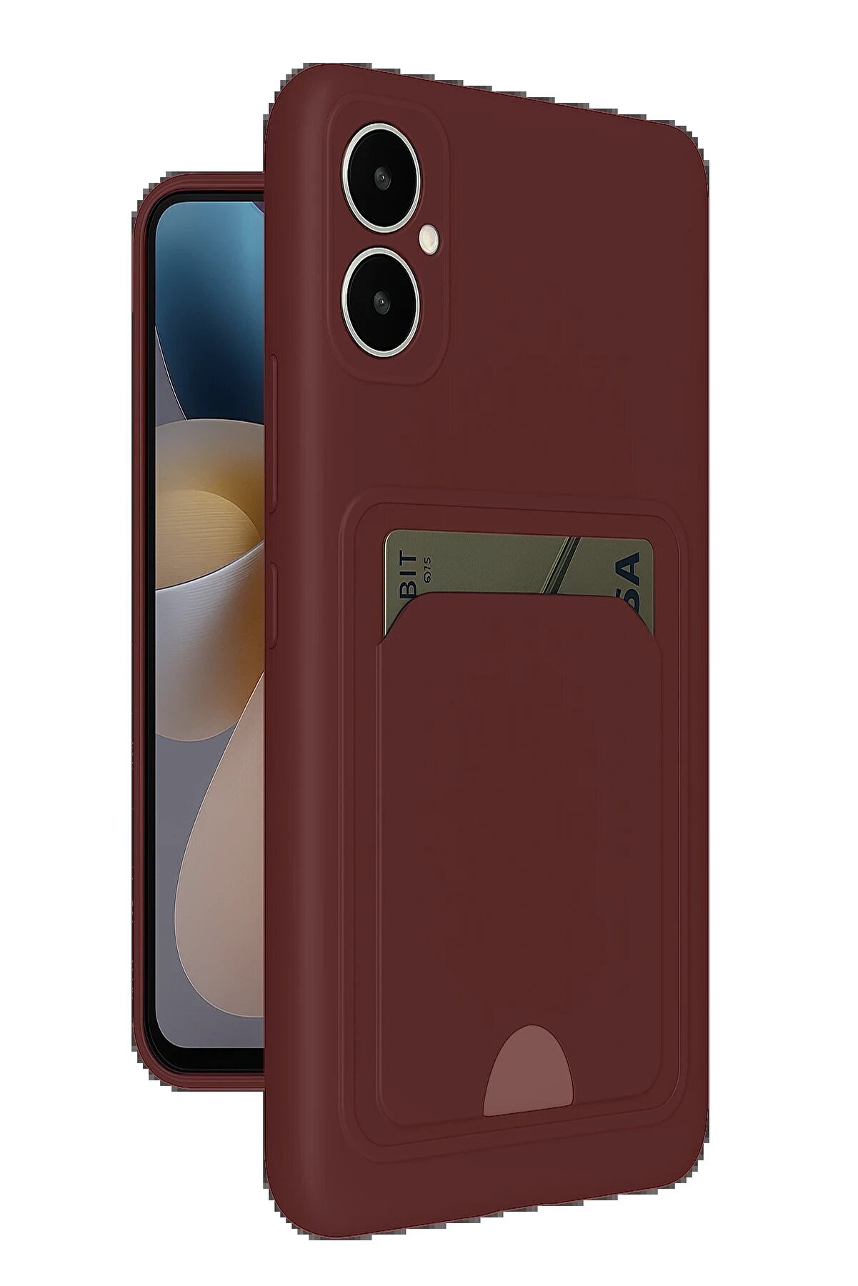 CepteToptan Samsung Galaxy A05 Kelvin Kartvizitli Silikon - Bordo - DROPX7959-9661