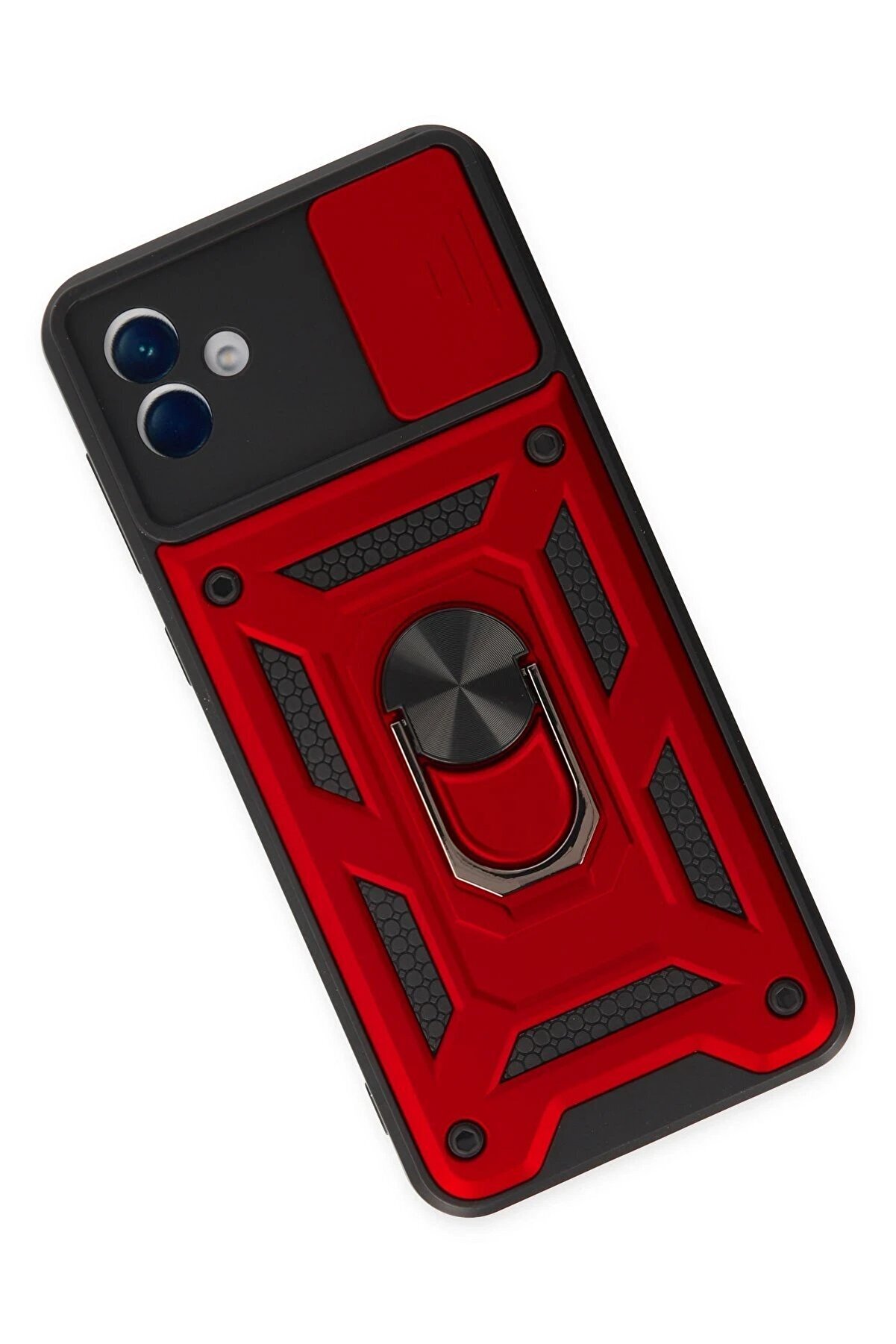 Samsung Galaxy A04 Kılıf Pars Lens Yüzüklü Si̇li̇kon - Kırmızı - Dropx7366-5829