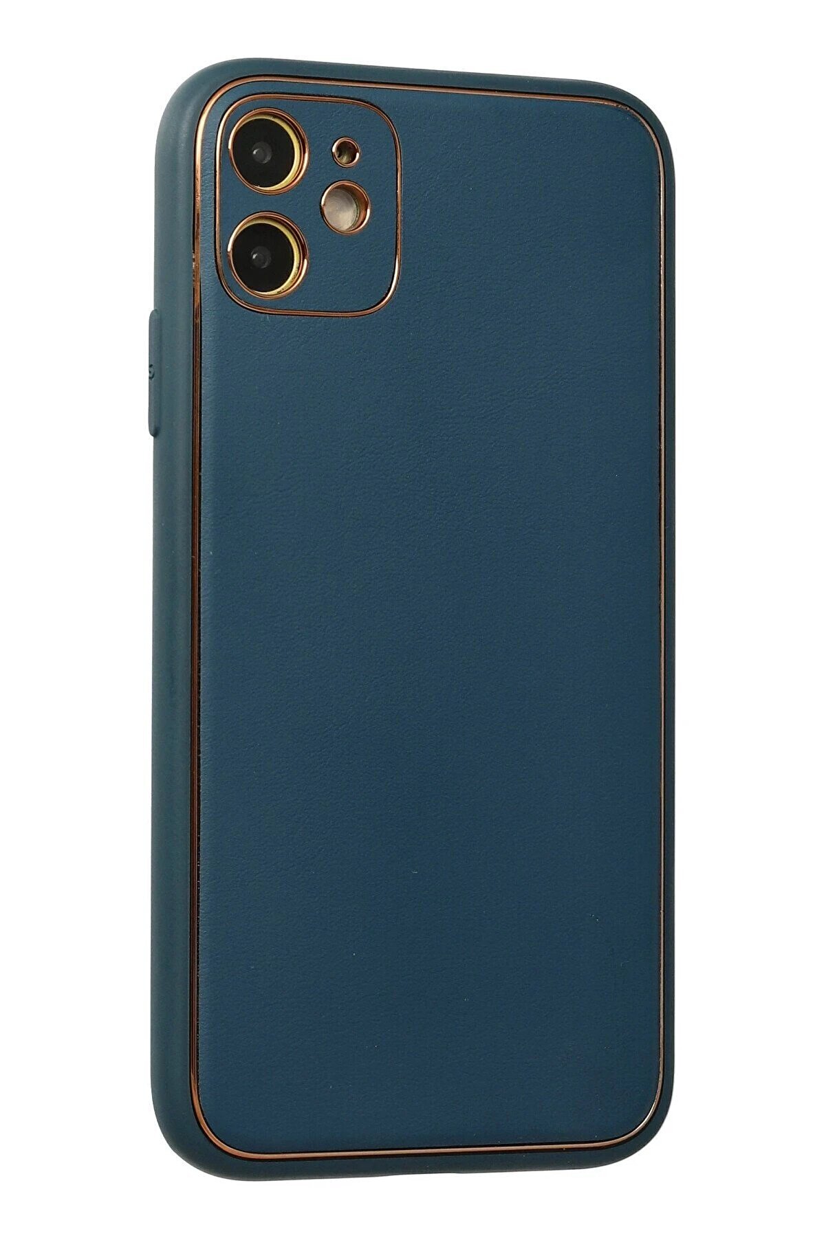 İphone 12 Kılıf Coco Deri̇ Si̇li̇kon Kapak - Mavi̇ - Dropx3369-9270