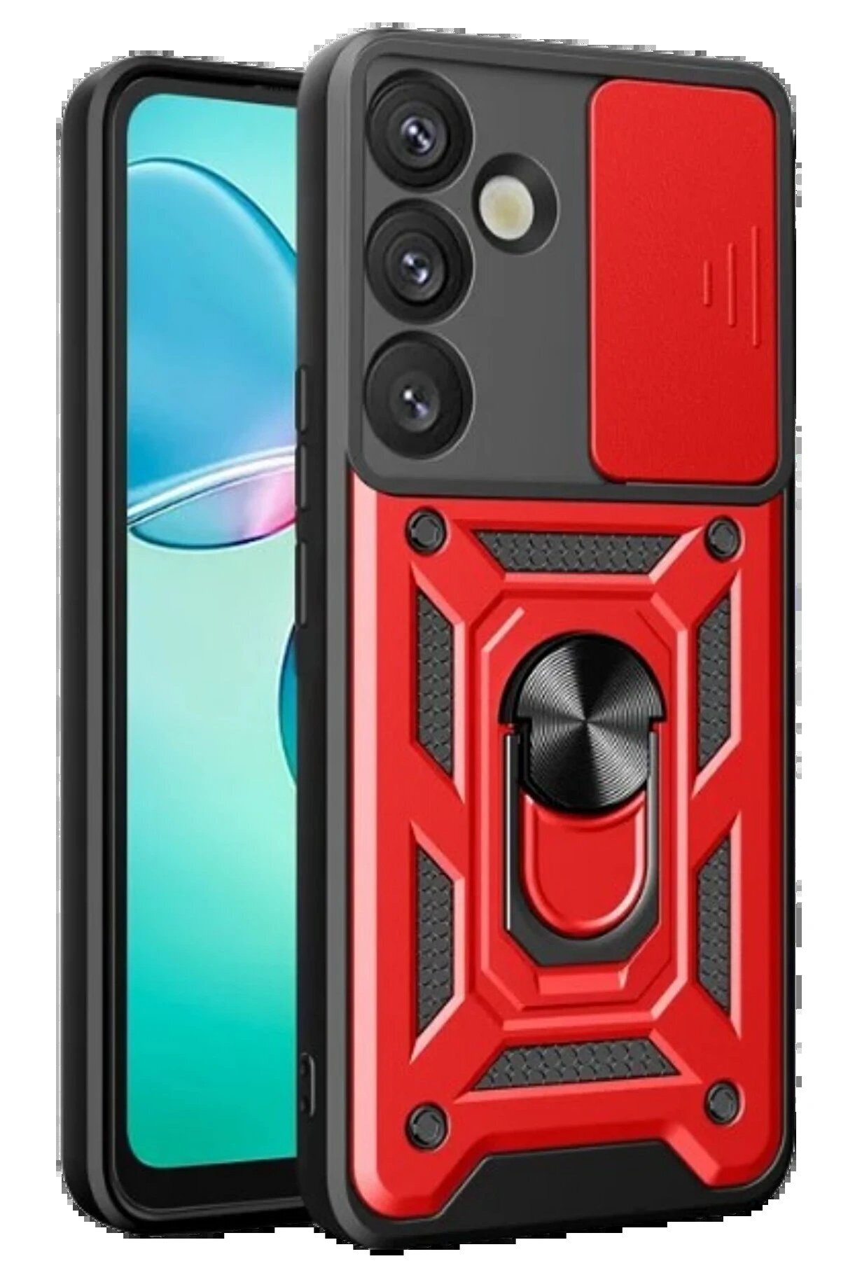 CepteToptan Samsung Galaxy S25 Kılıf Pars Lens Y&uuml;z&uuml;kl&uuml; Silikon - Kırmızı - DROPX3158-7143