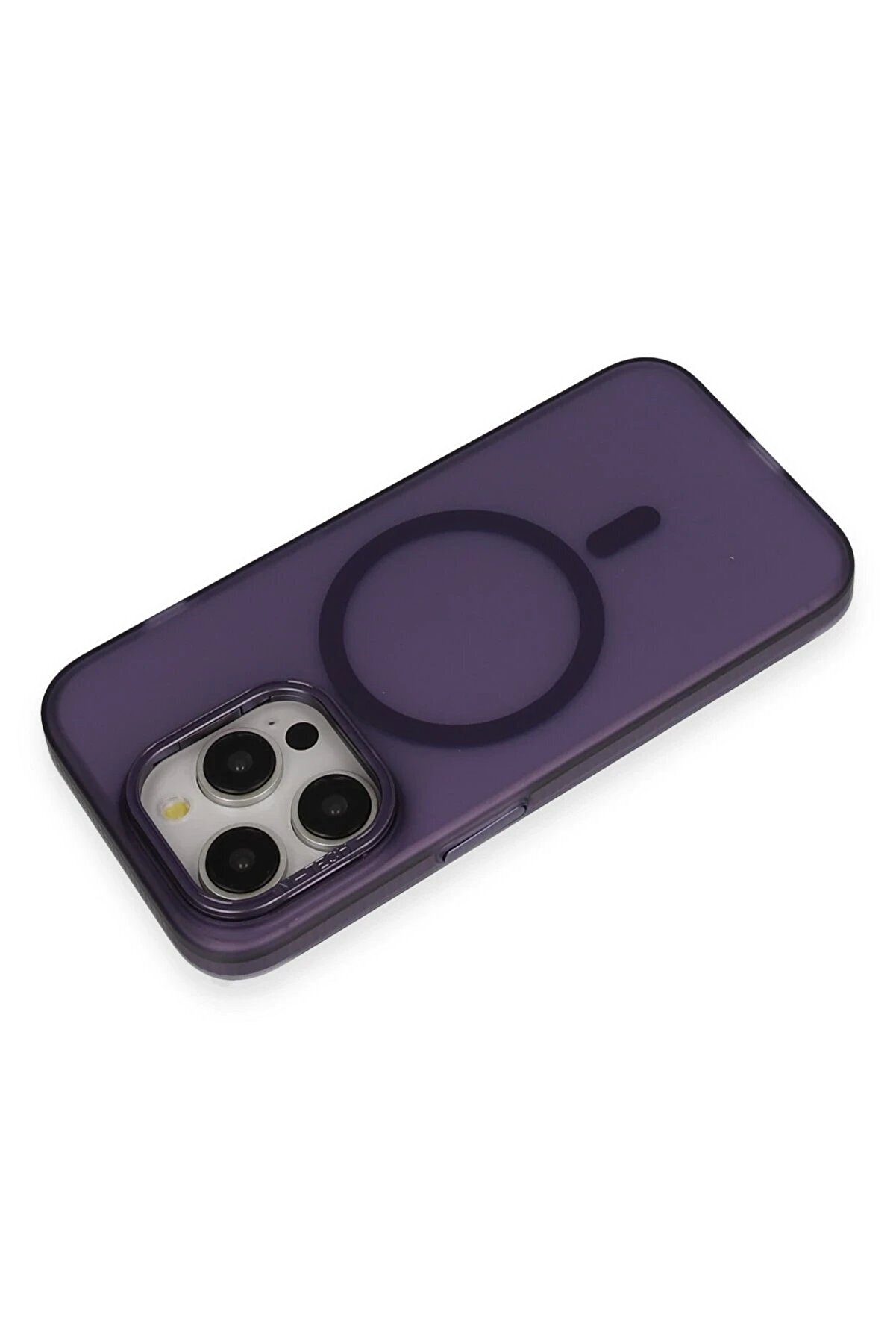 İphone 14 Pro Frost Standlı Magsafe Kapak - Deri̇n Mor - Dropx9748-7840