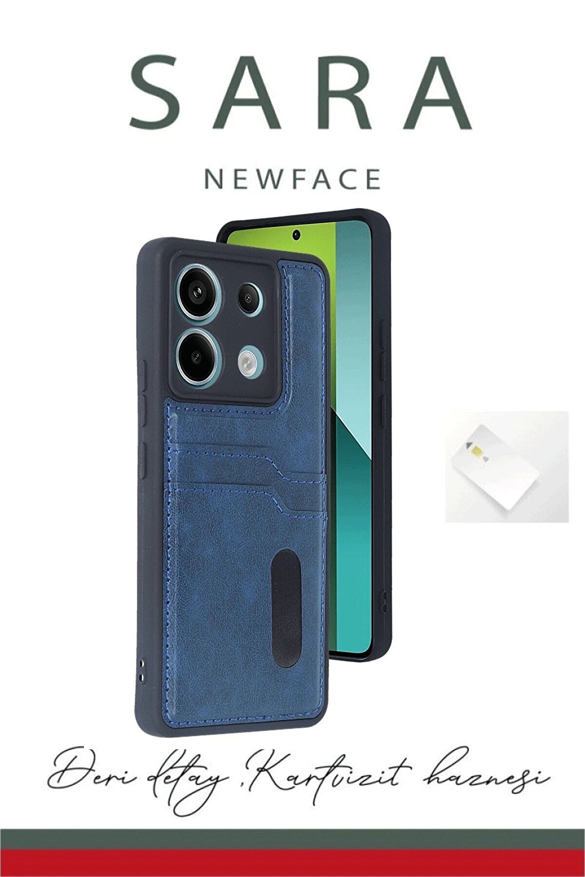 Xi̇aomi̇ Redmi̇ Note 13 Pro 5G Kılıf Sara Kartvi̇zi̇tli̇ Deri̇ Kılıf - Koyu Yeşi̇l - Dropx5937-9838