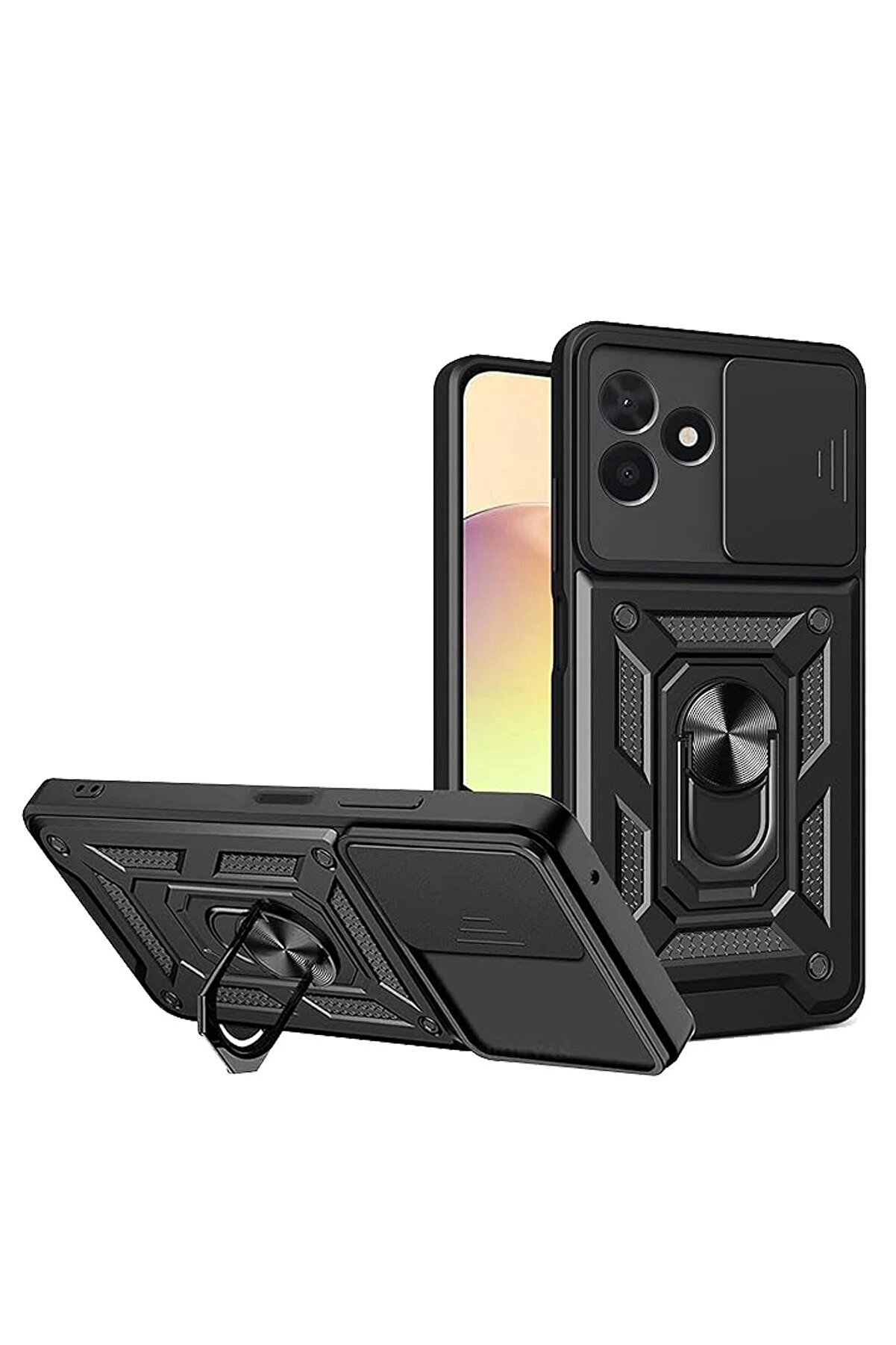 CepteToptan Realme C53 Kılıf Pars Lens Yüzüklü Silikon - Siyah - DROPX2375-9903