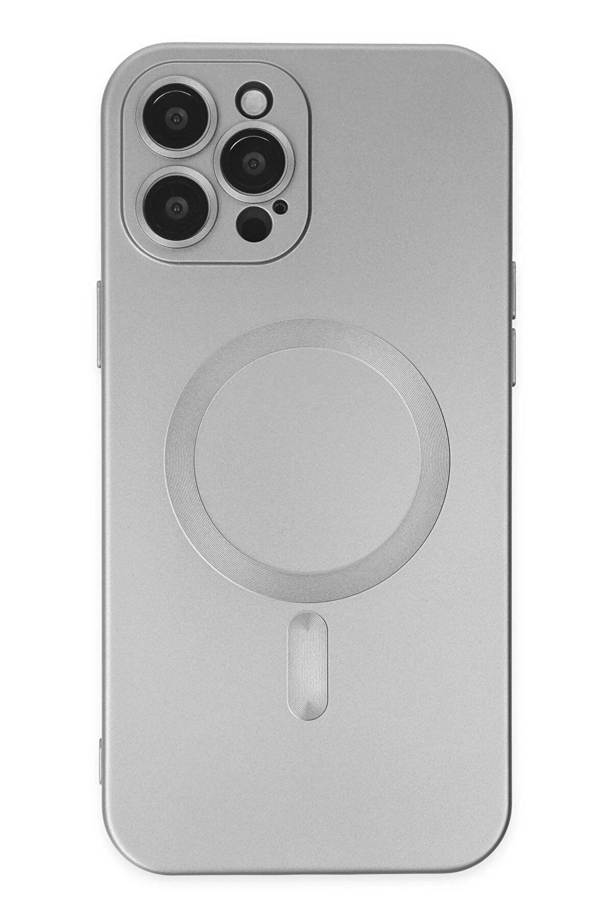 CepteToptan iPhone 12 Pro Max Kılıf Moshi Lens Magneticsafe Silikon - Gümüş - DROPX3593-9459