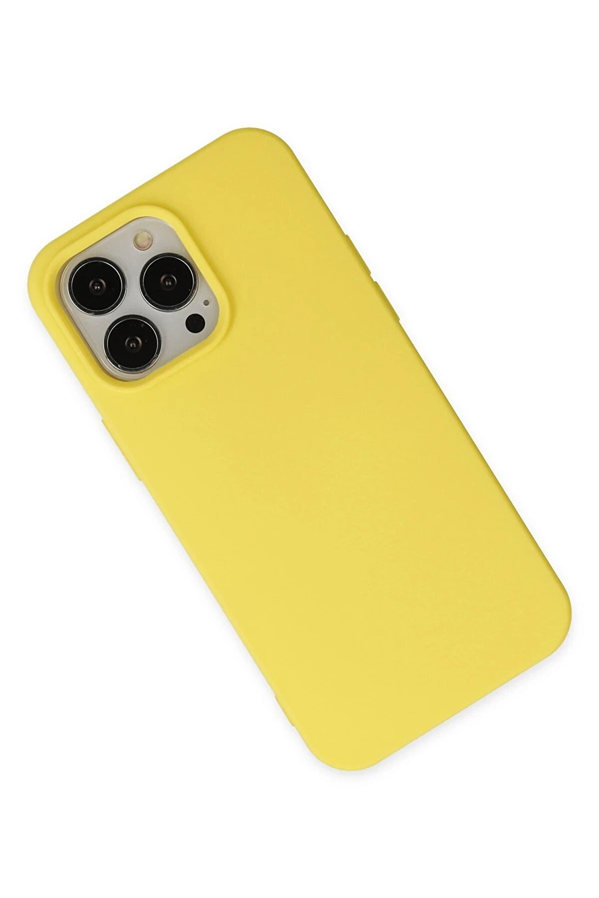 İphone 14 Pro Max Kılıf Nano İ&ccedil;i̇ Kadi̇fe Si̇li̇kon - Sarı - Dropx7023-9953