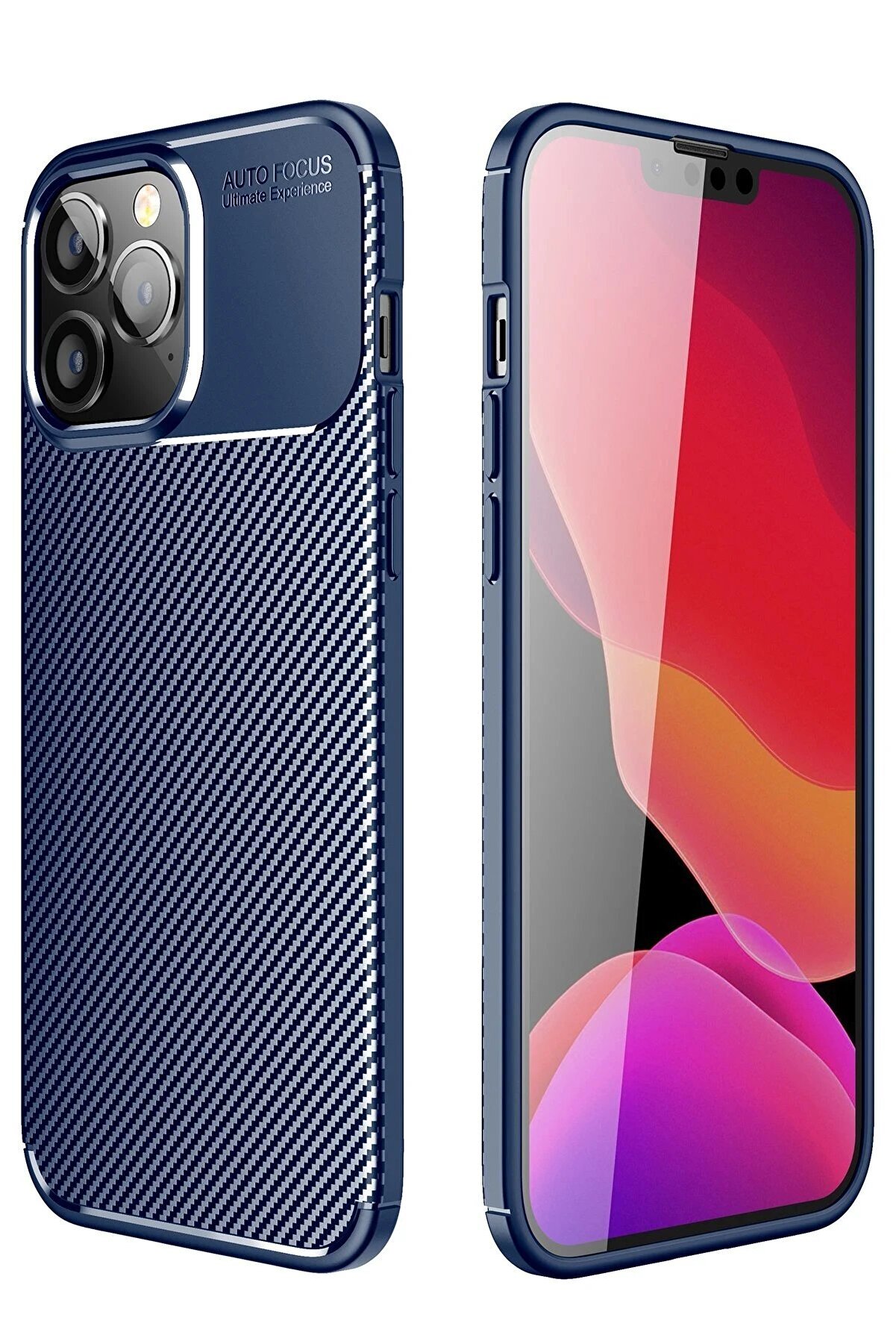 CepteToptan iPhone 14 Pro Kılıf Auto Focus Karbon Kapak - Lacivert - DROPX2677-8950