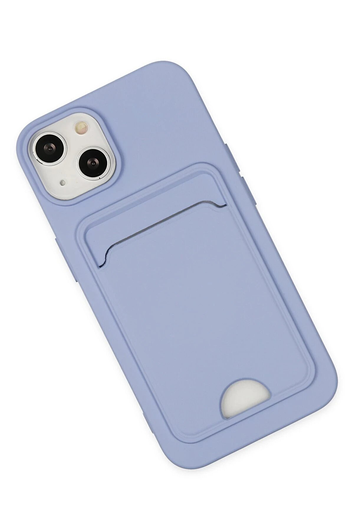 İphone 14 Plus Kılıf Kelvi̇n Kartvi̇zi̇tli̇ Si̇li̇kon - Li̇la - Dropx8112-2164