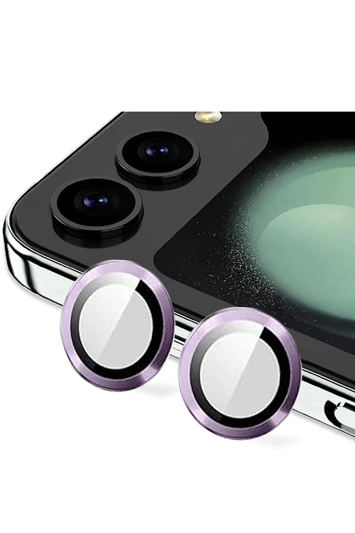 CepteToptan Samsung Galaxy Z Flip 5 Valdez Metal Kamera Lens - Derin Mor - DROPX7660-9402