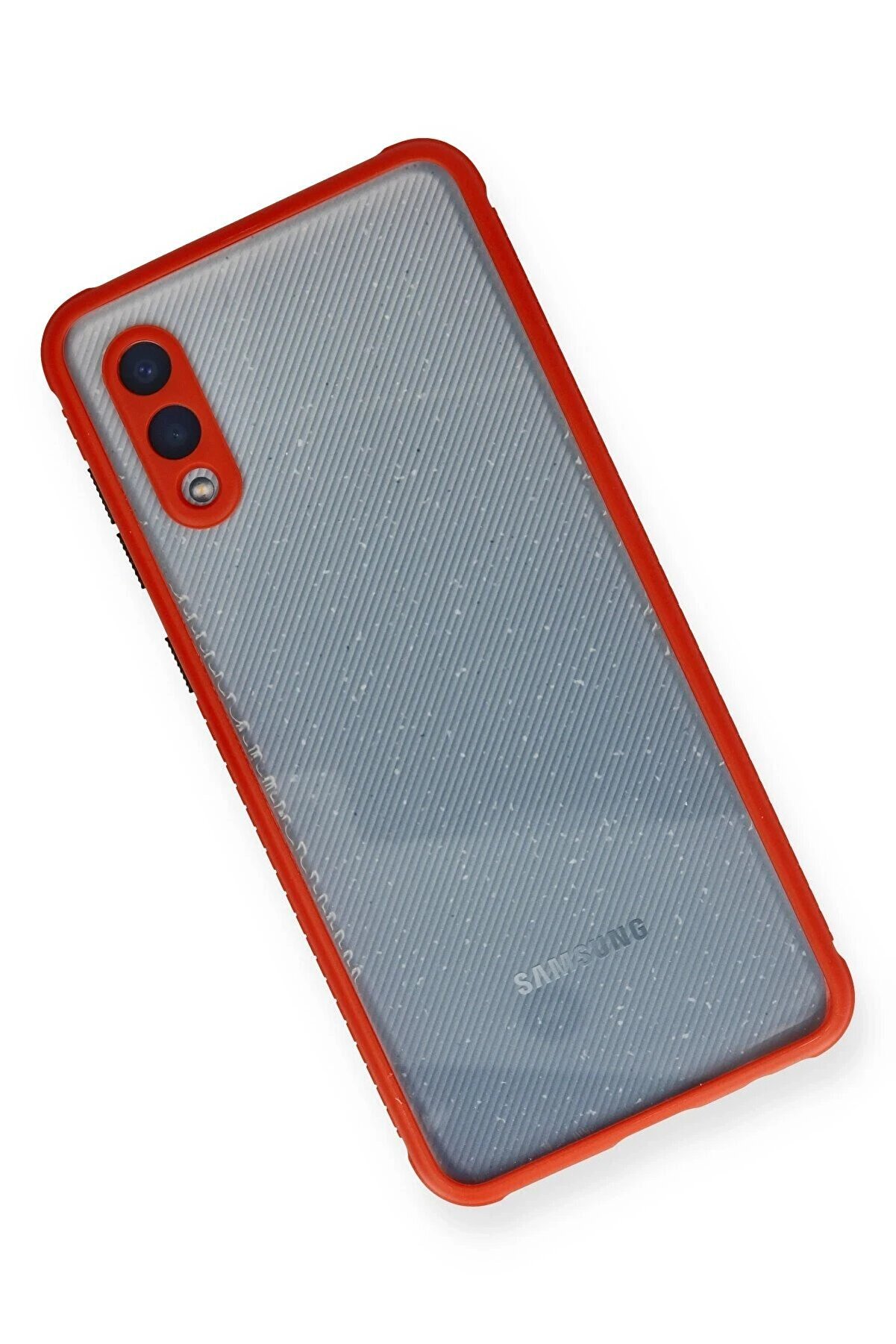 Samsung Galaxy A02 Kılıf Mi̇ami̇ Şeffaf Si̇li̇kon - Kırmızı - Dropx1255-2497