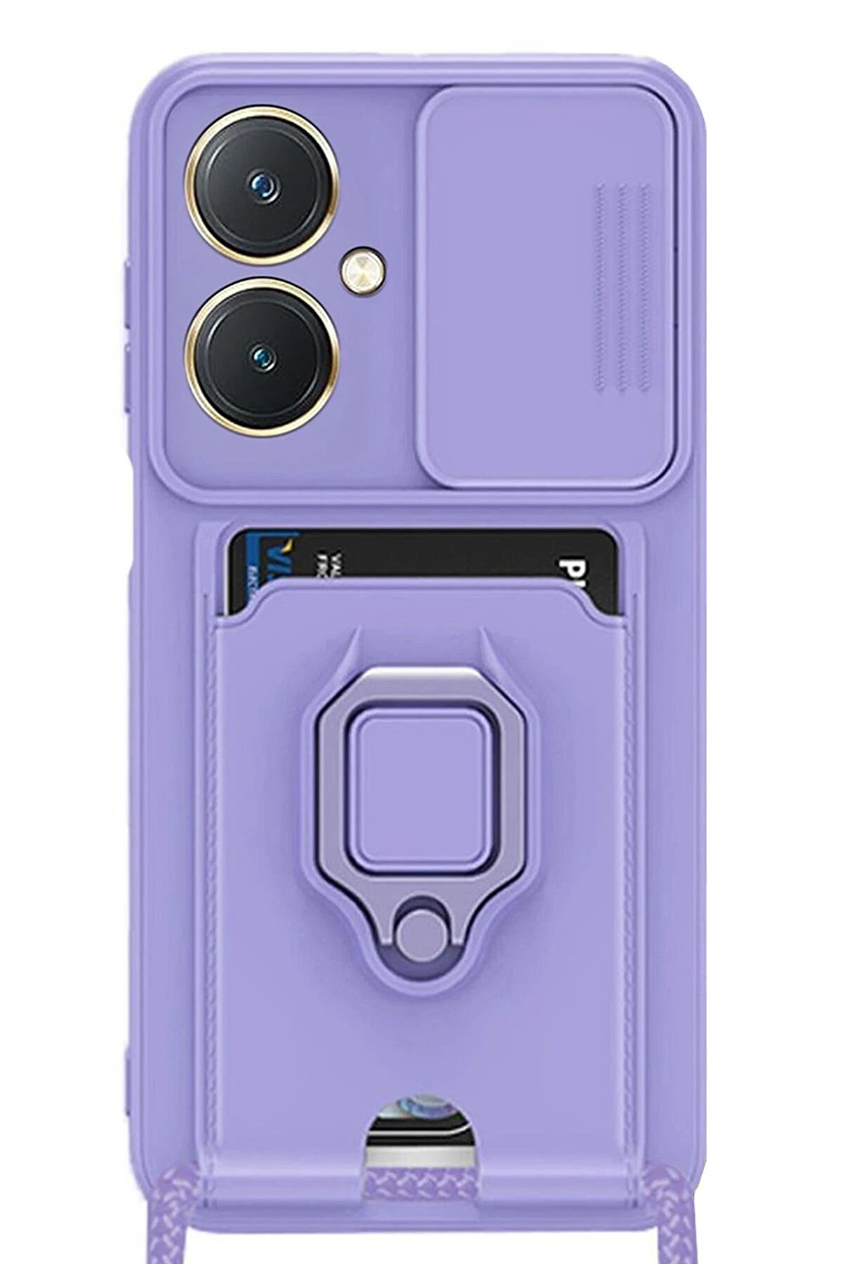 CepteToptan Vivo Y27 Kılıf Zuma Kartvizitli Yüzüklü Silikon - Lila - DROPX8092-8657