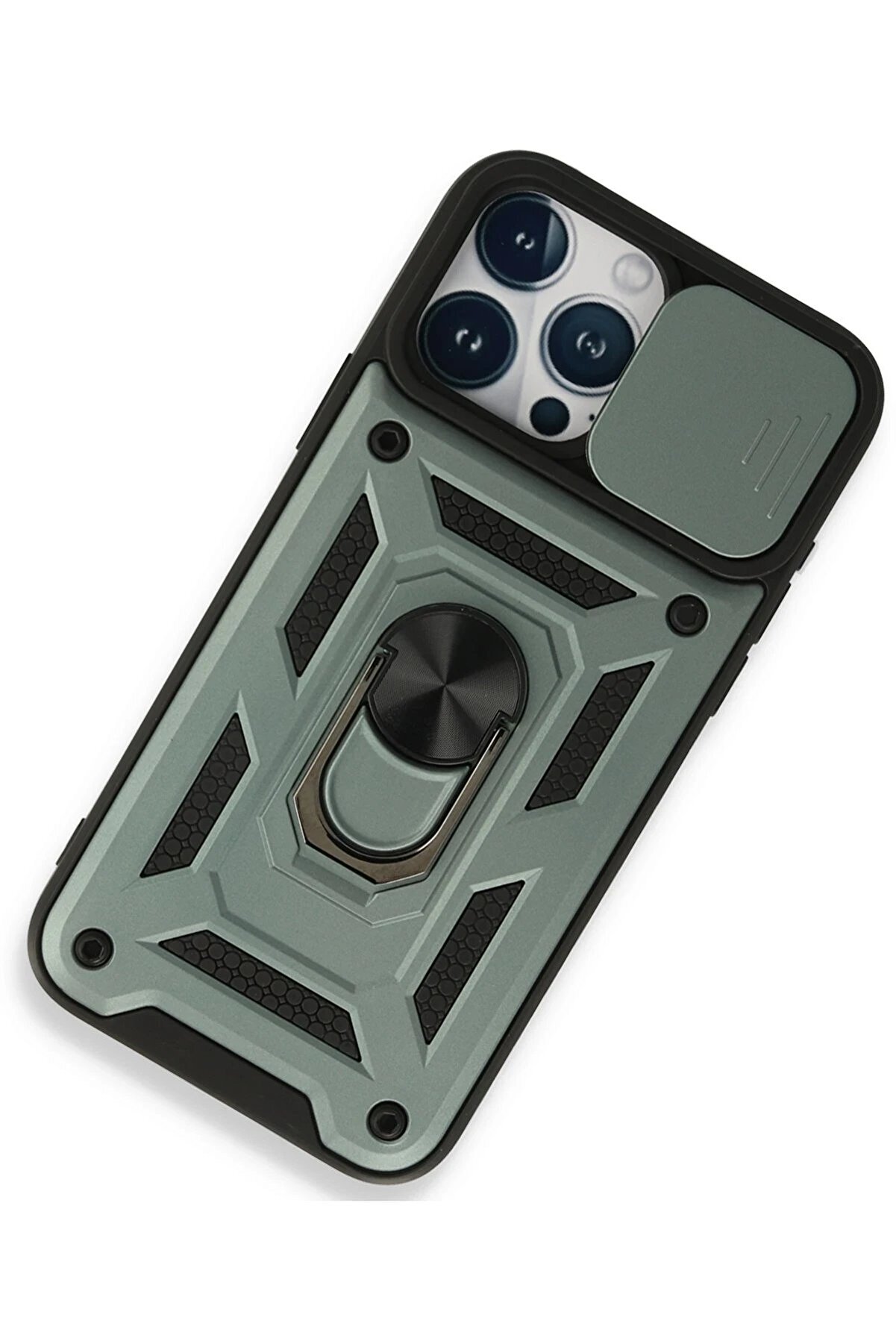 İphone 15 Pro Kılıf Pars Lens Yüzüklü Si̇li̇kon - Yeşi̇l - Dropx1937-8937