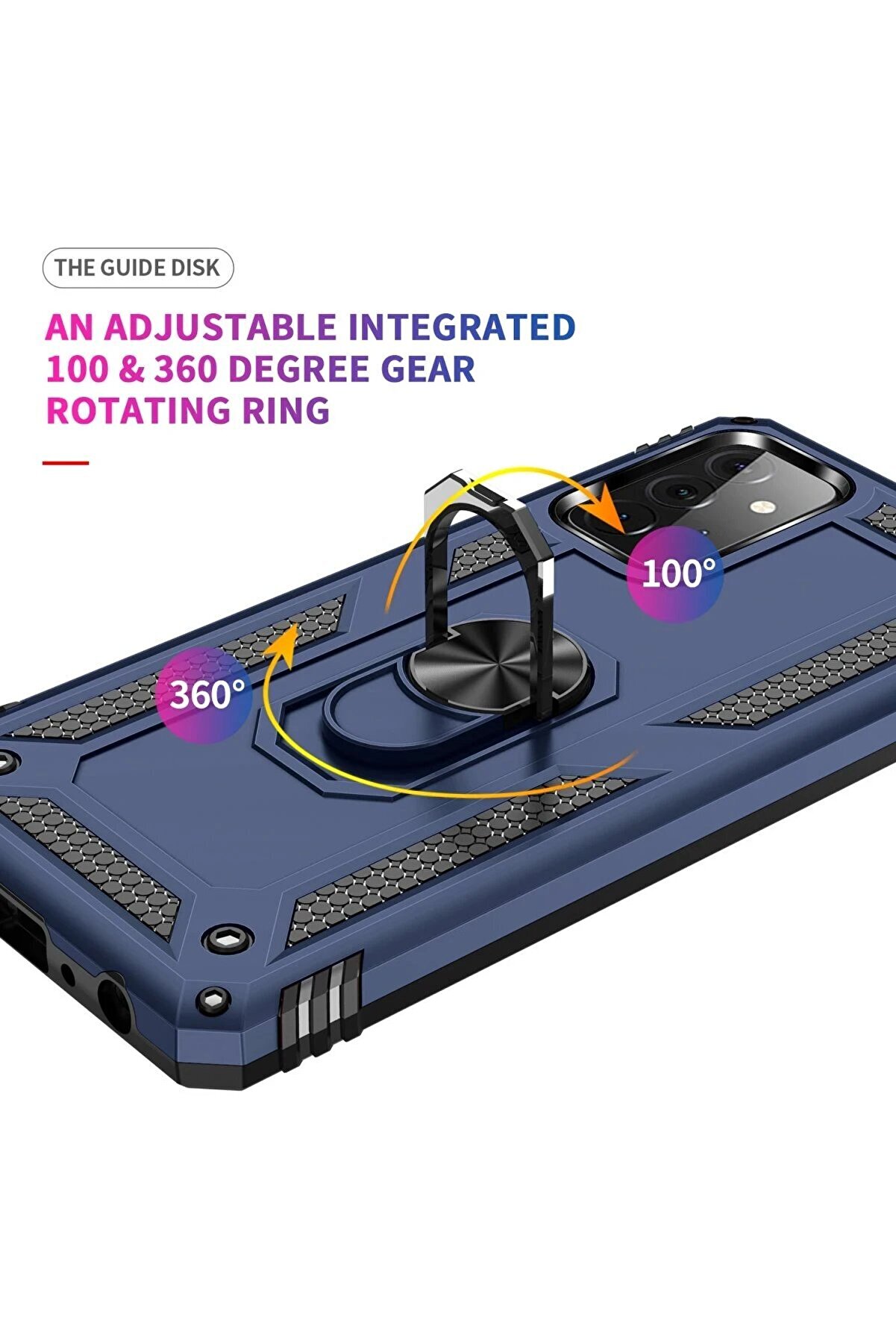 Samsung Galaxy A72 Kılıf Sofya Yüzüklü Si̇li̇kon Kapak - Laci̇vert - Dropx9390-7935