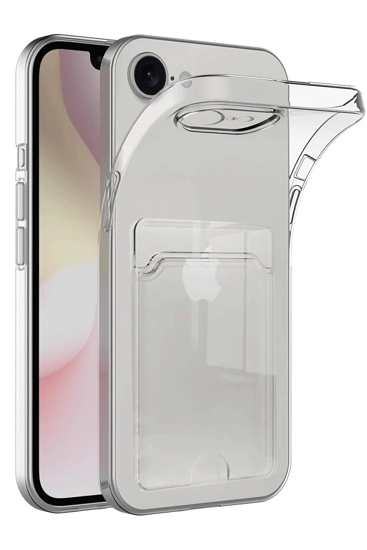 CepteToptan iPhone 16E Kılıf Kart Şeffaf Silikon - Şeffaf - DROPX4469-9266
