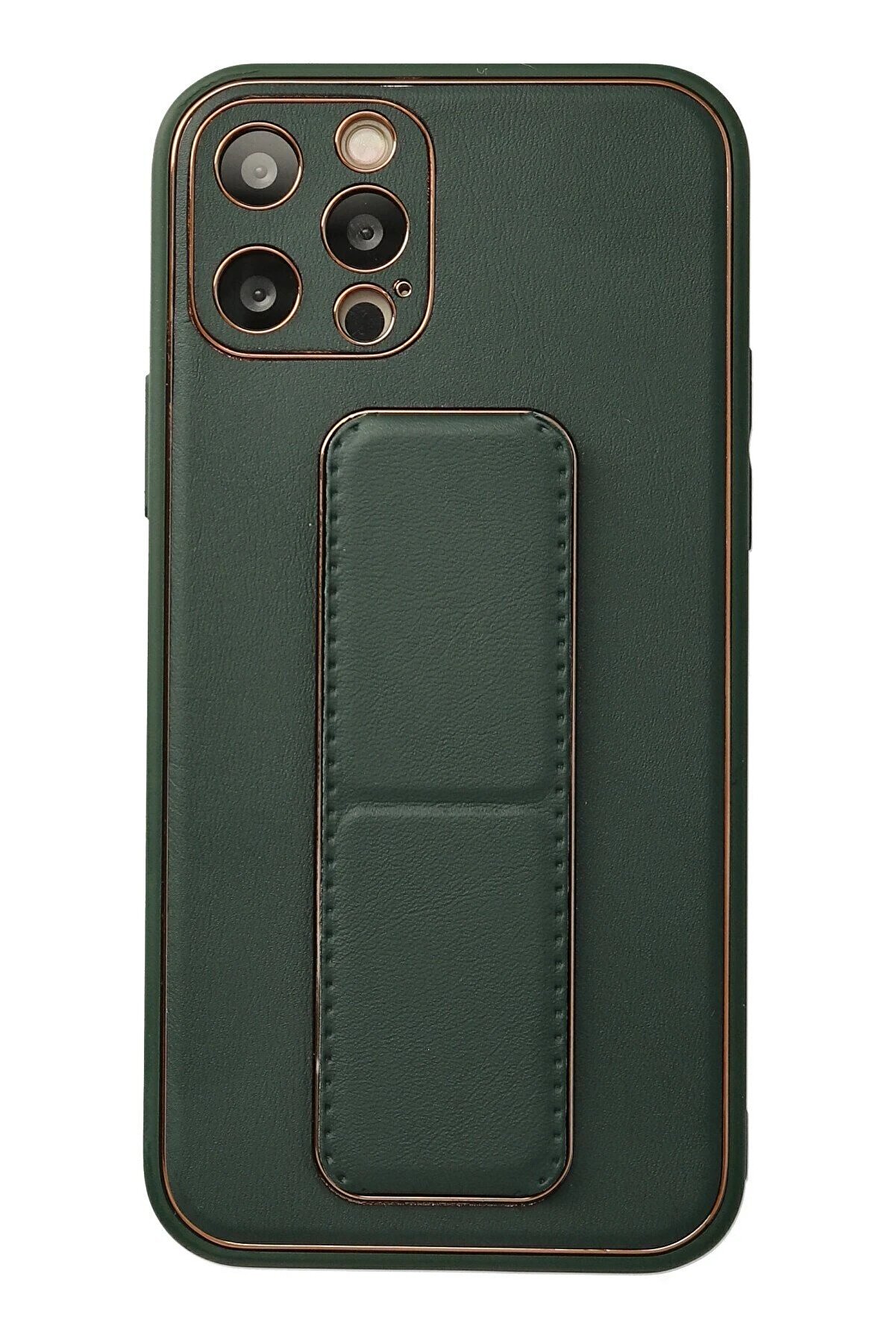 CepteToptan iPhone 12 Pro Kılıf Coco Deri Standlı Kapak - Yeşil - DROPX7509-5144