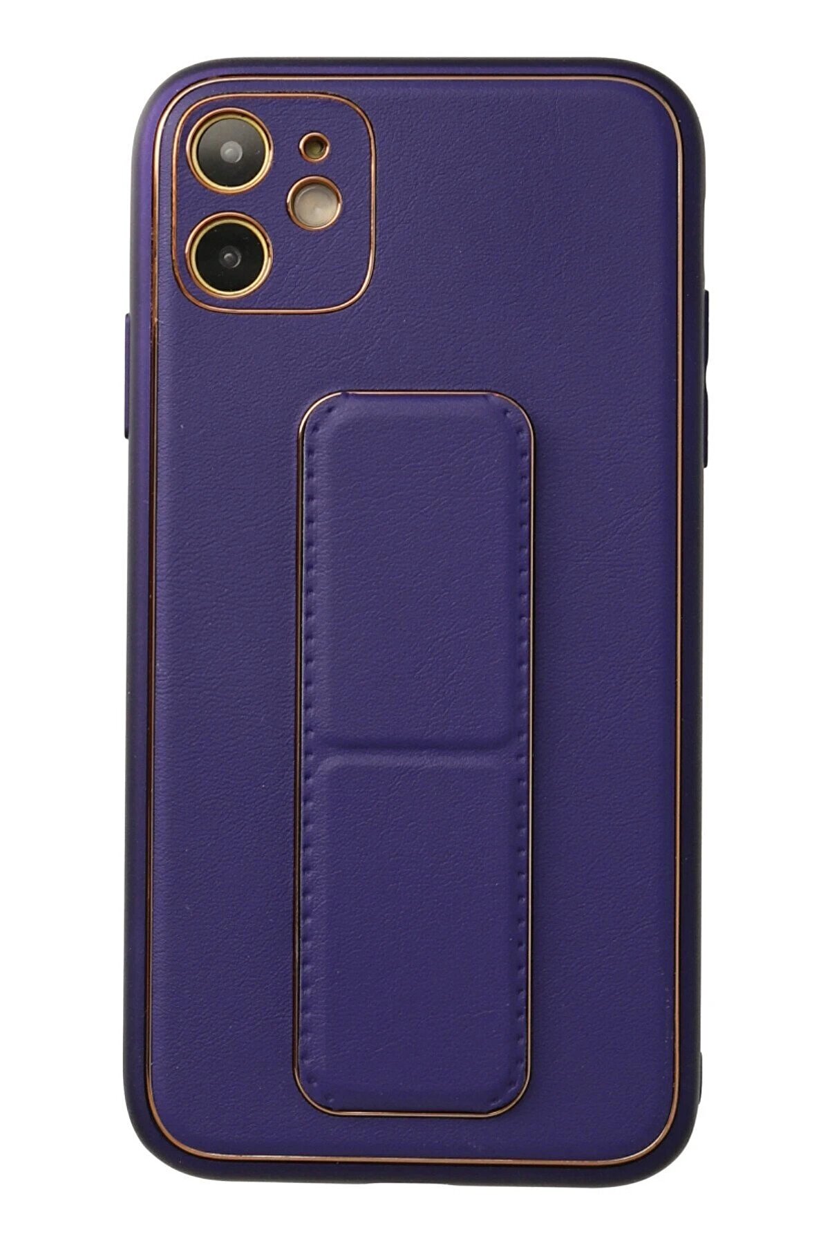 CepteToptan iPhone 12 Kılıf Coco Deri Standlı Kapak - Mor - DROPX6577-2947