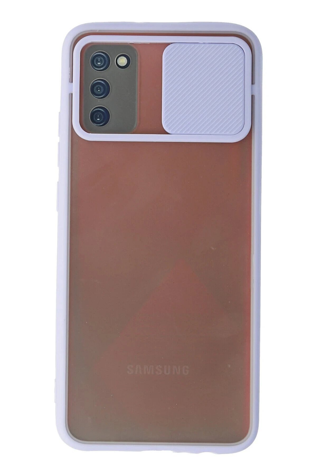 CepteToptan Samsung Galaxy A03S Kılıf Palm Buzlu Kamera Sürgülü Silikon - Lila - DROPX8962-8553