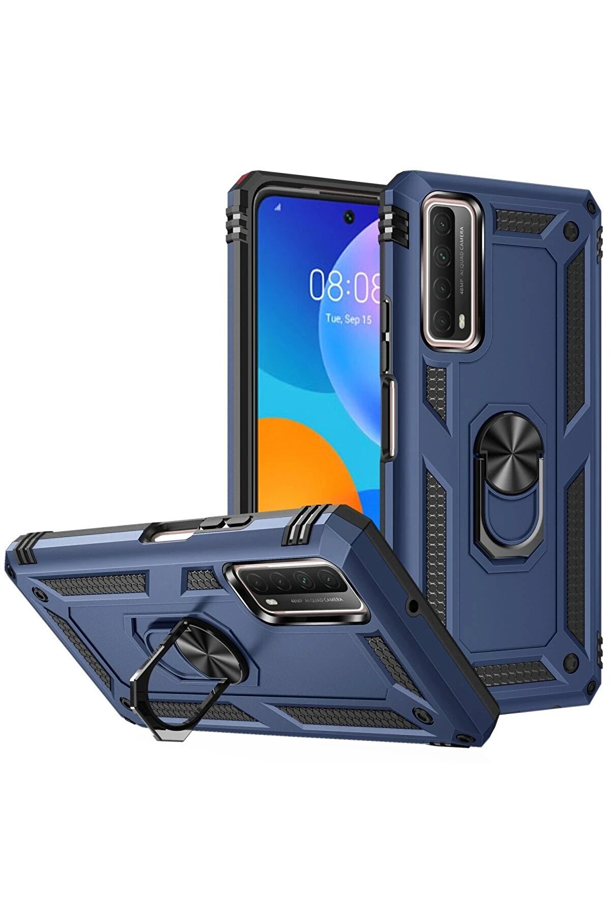 Huawei̇ P Smart 2021 Kılıf Sofya Yüzüklü Si̇li̇kon Kapak - Laci̇vert - Dropx2847-8880