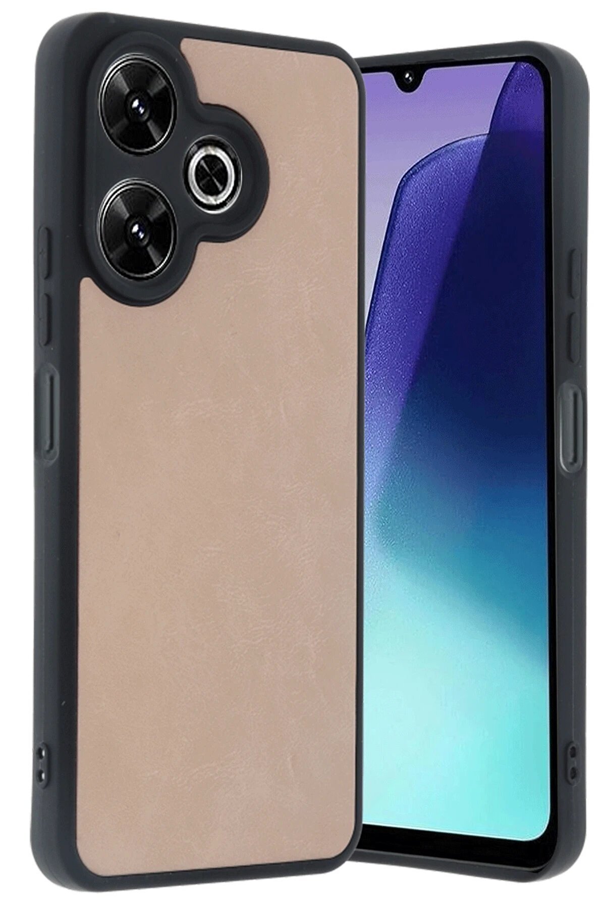 CepteToptan Xiaomi Redmi 13 4G Kılıf Aras Deri Kapak - Pudra - DROPX3489-9599