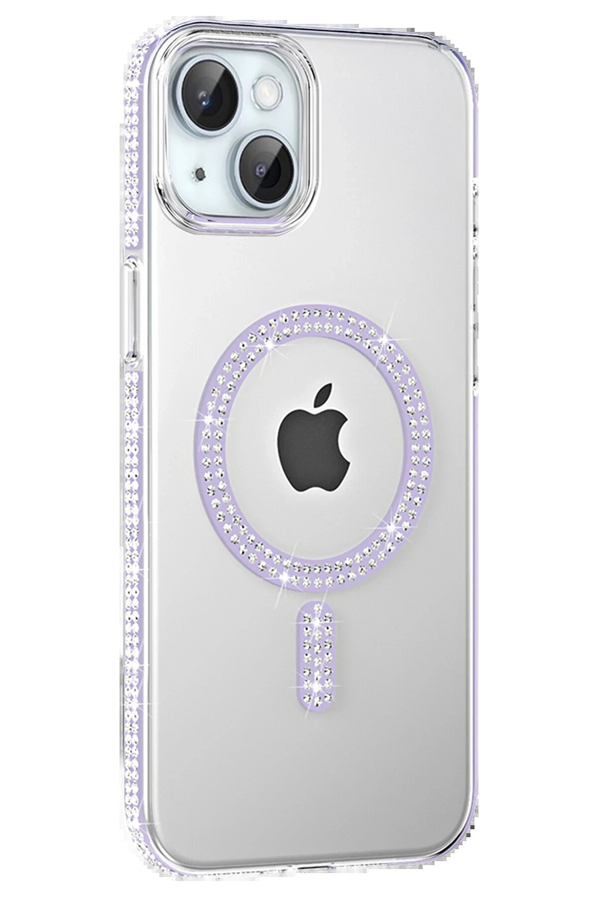 CepteToptan Apple iPhone 14 Move Taşlı Magsafe Kapak - Lila - DROPX7375-3953