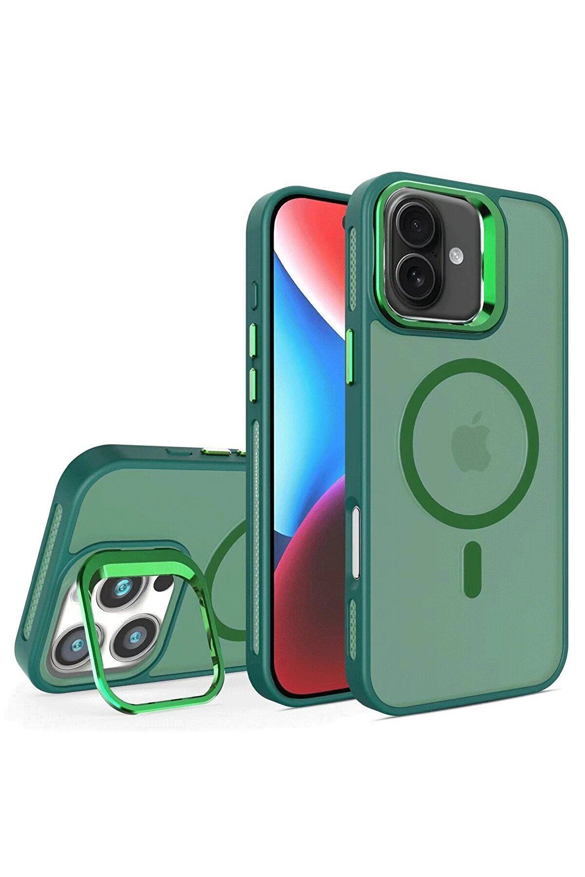 CepteToptan iPhone 16 Flet Lens Magsafe Kapak - Koyu Yeşil - DROPX8592-3062