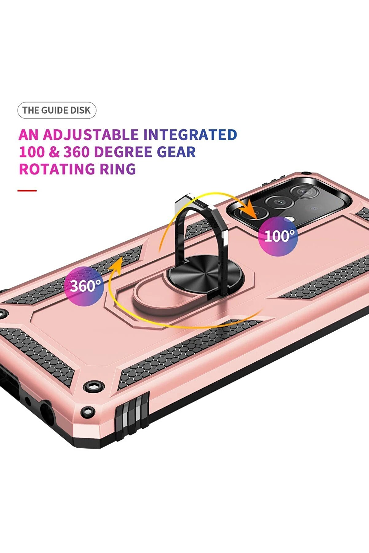 Samsung Galaxy A32 Kılıf Sofya Yüzüklü Si̇li̇kon Kapak - Rose - Dropx1293-8246