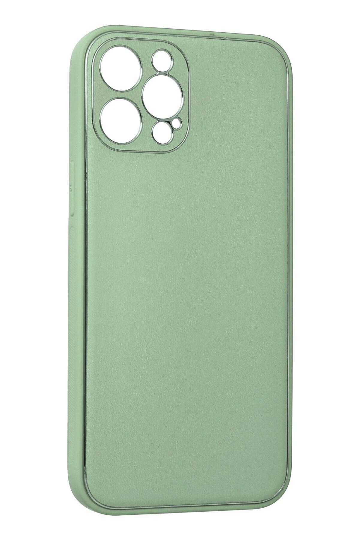 İphone 12 Pro Kılıf Coco Deri̇ Si̇li̇kon Kapak - Açık Yeşi̇l - Dropx9479-3560