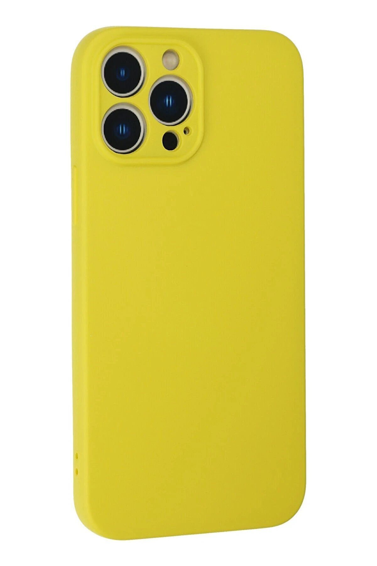 İphone 13 Pro Max Kılıf Nano İçi̇ Kadi̇fe Si̇li̇kon - Sarı - Dropx7769-7843