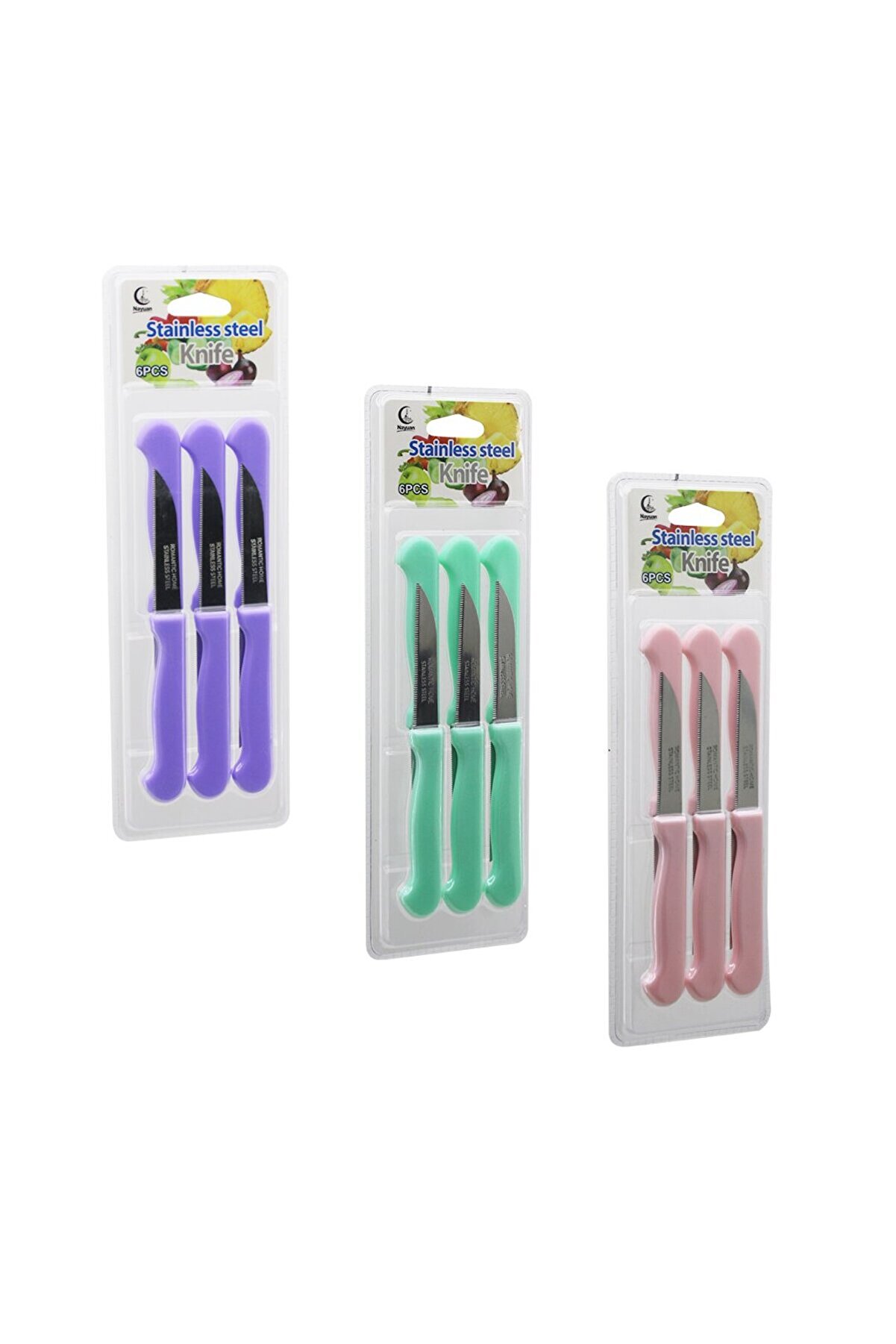 Go İthalat 6Pcs Meyve Bı&ccedil;ak Renkli̇ Plasti̇k Saplı Vakumlu Ambalaj Brkt-806155 (4674)