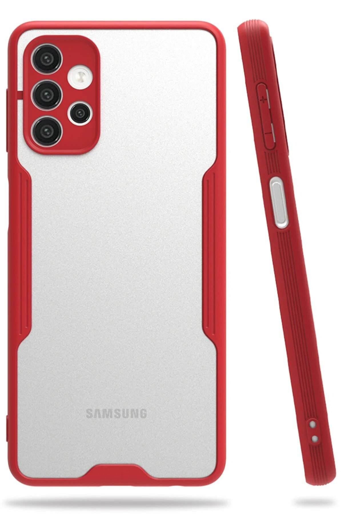 CepteToptan Samsung Galaxy A52 Kılıf Platin Silikon - Kırmızı - DROPX1097-6095